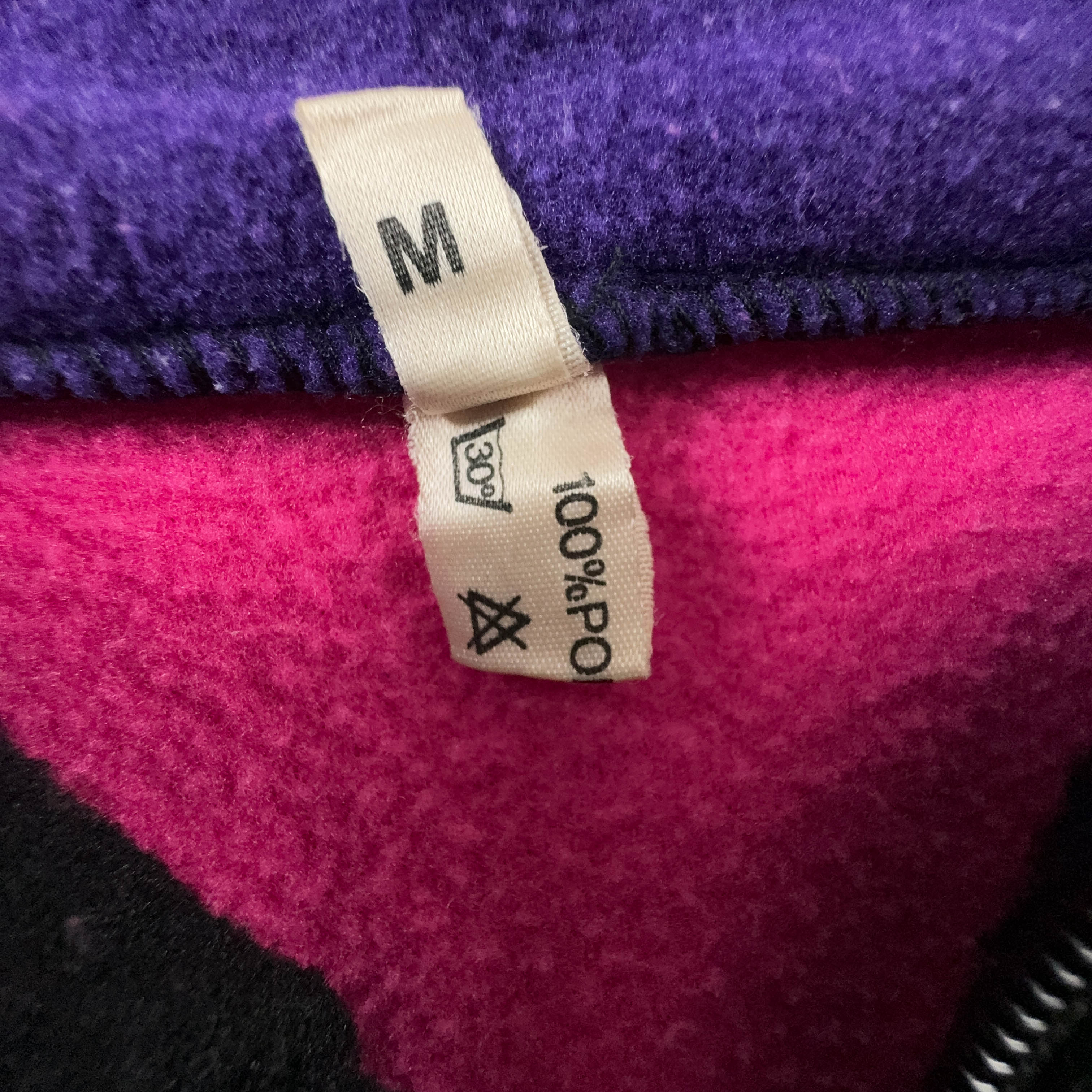 Pink and black Vintage full zip fleece with coloured details - Size M/L men