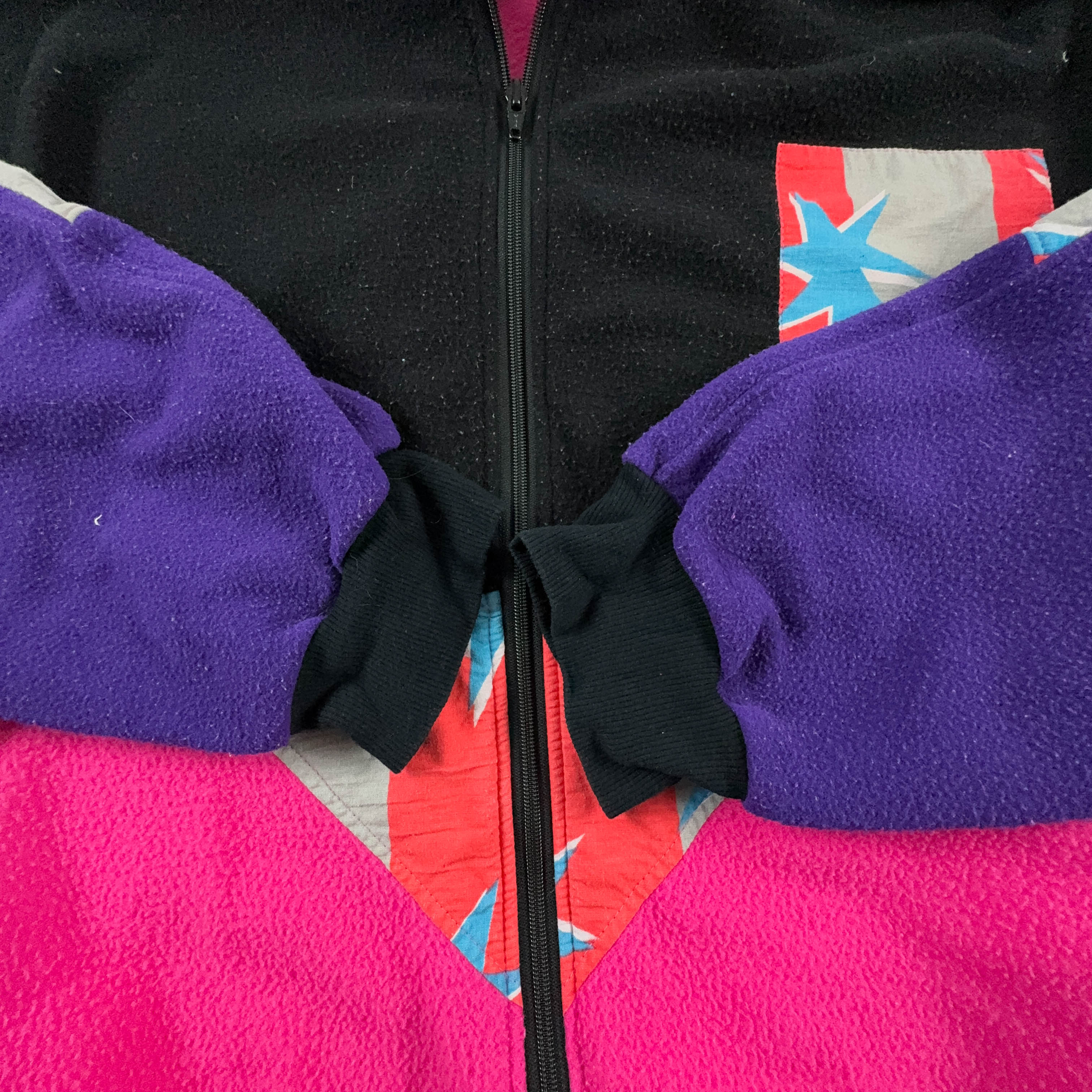 Pink and black Vintage full zip fleece with coloured details - Size M/L men