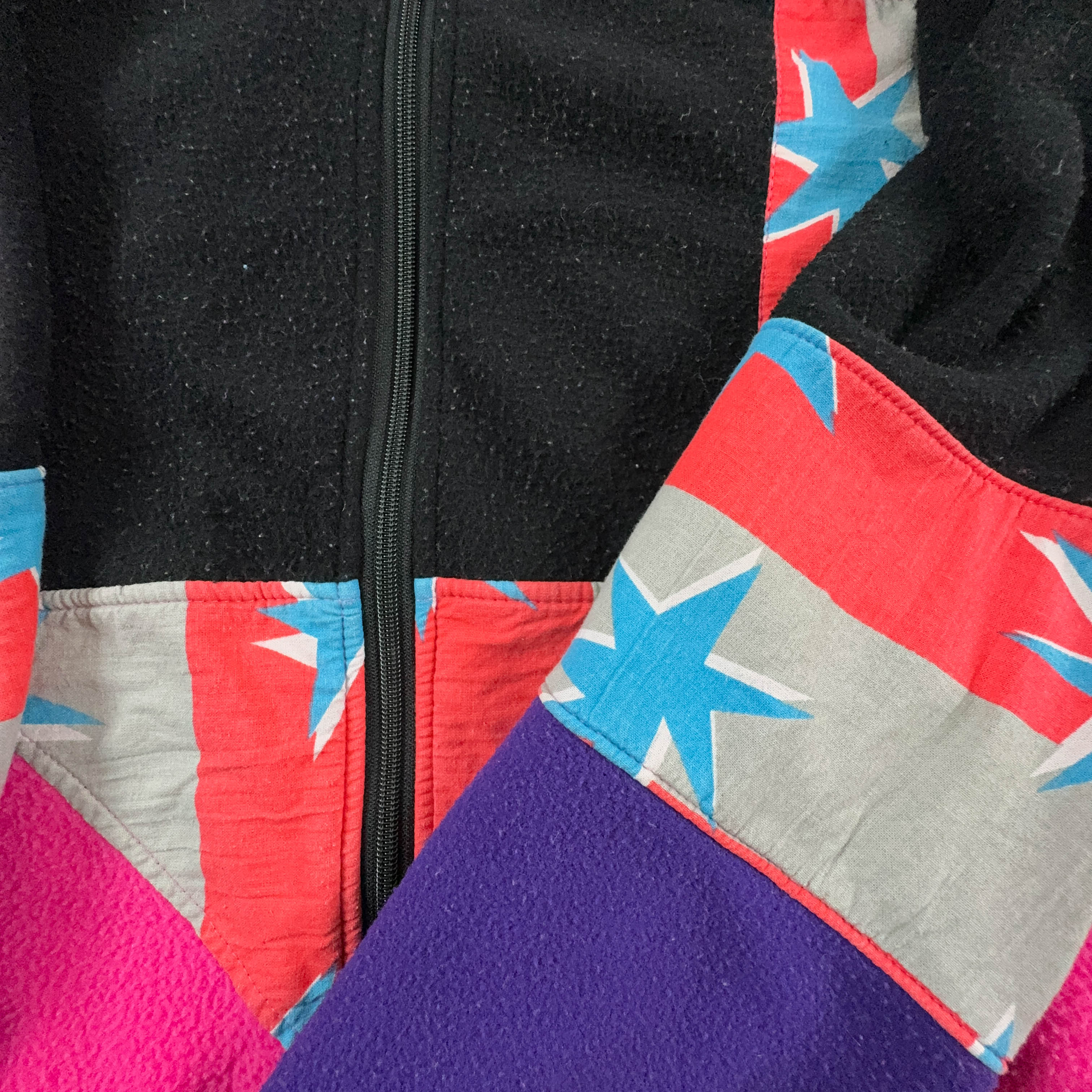 Pink and black Vintage full zip fleece with coloured details - Size M/L men