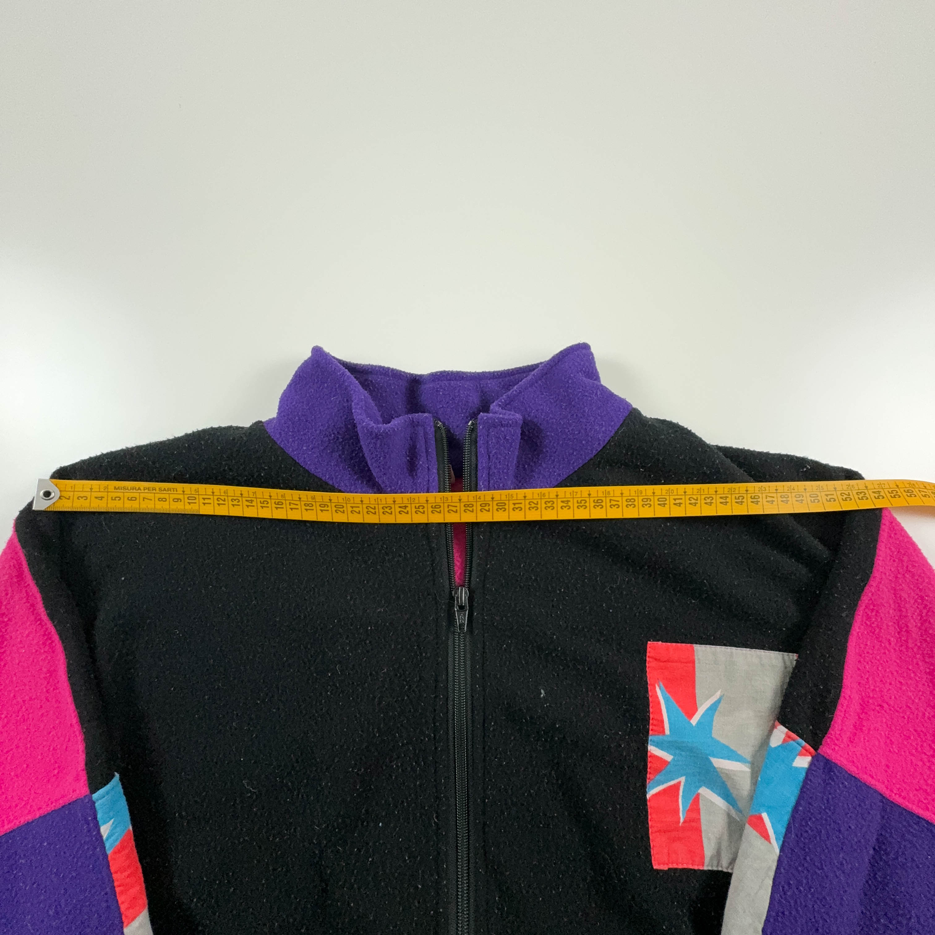 Pink and black Vintage full zip fleece with coloured details - Size M/L men