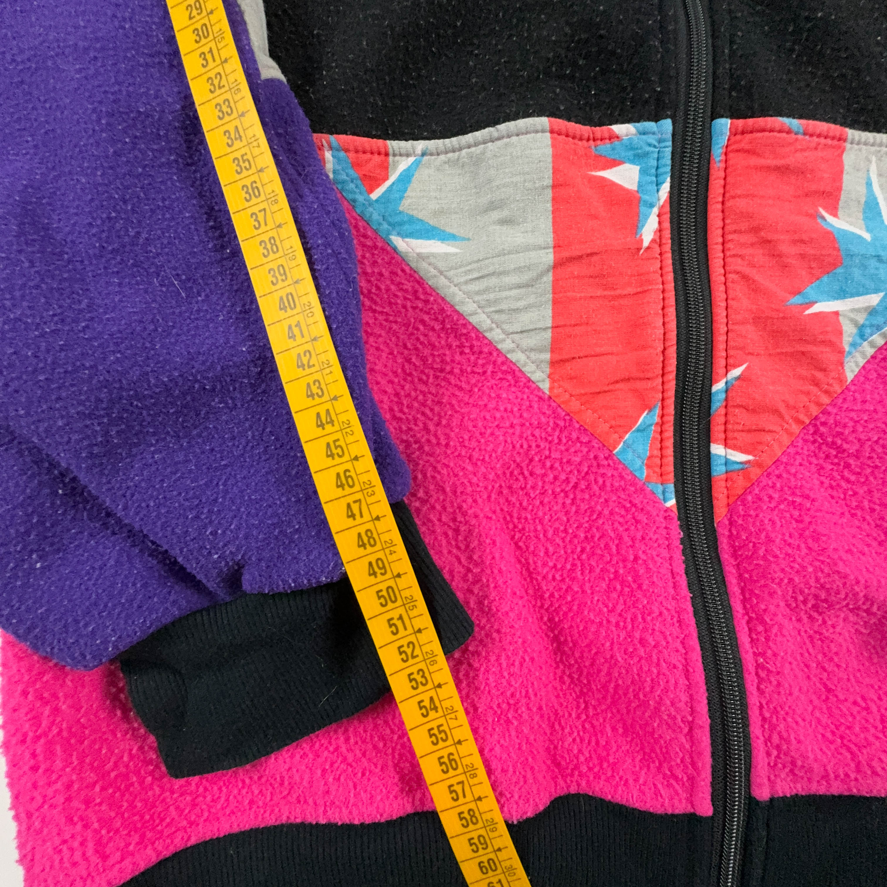 Pink and black Vintage full zip fleece with coloured details - Size M/L men