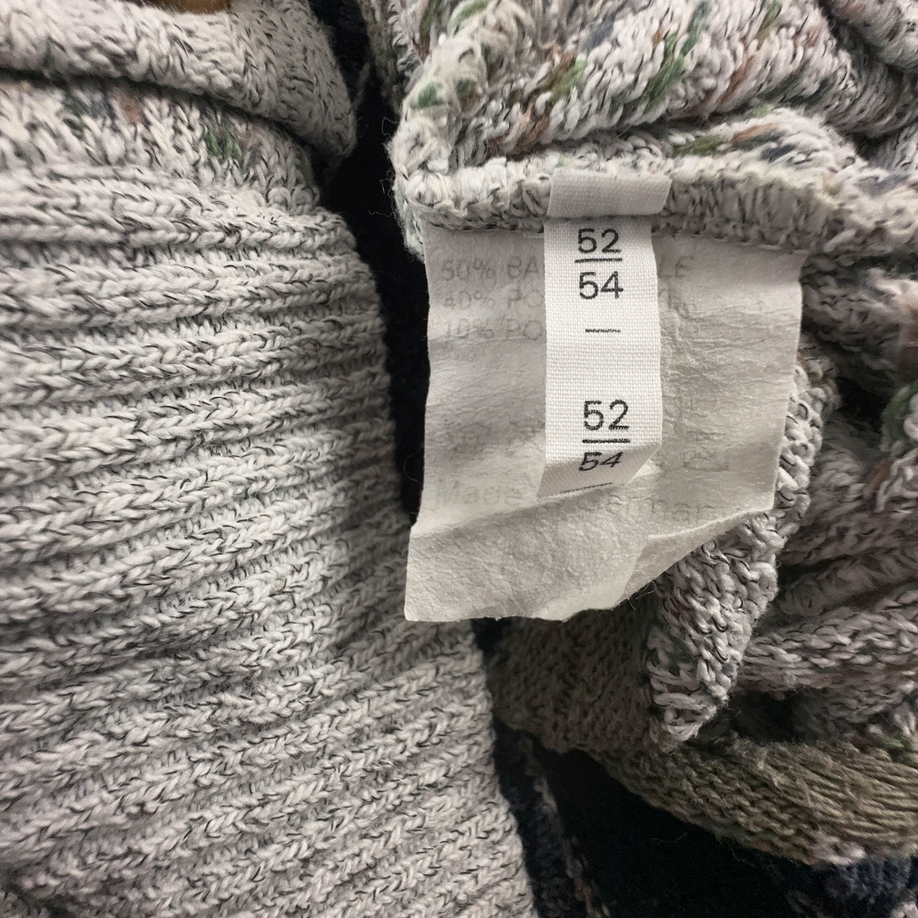 Cardigan Vintage grigio e blu a astratto a righe anni 80 90 - Taglia 52 54 uomo