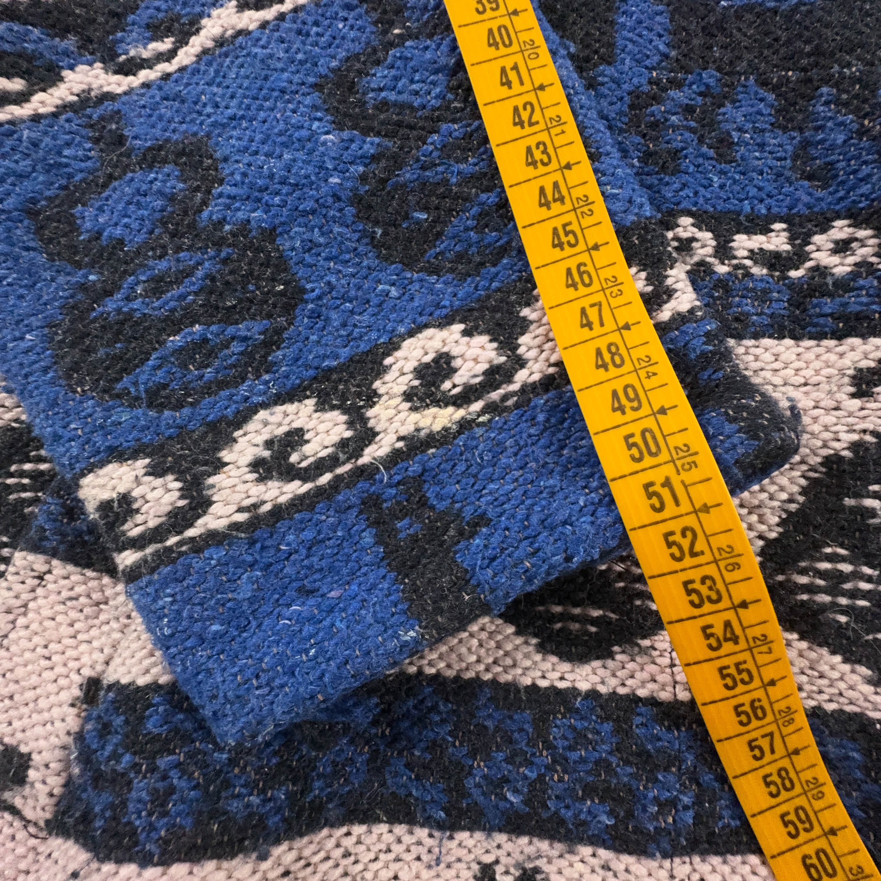 Cardigan Vintage blu e beige fantasia etnica anni 80 90 - Taglia L uomo