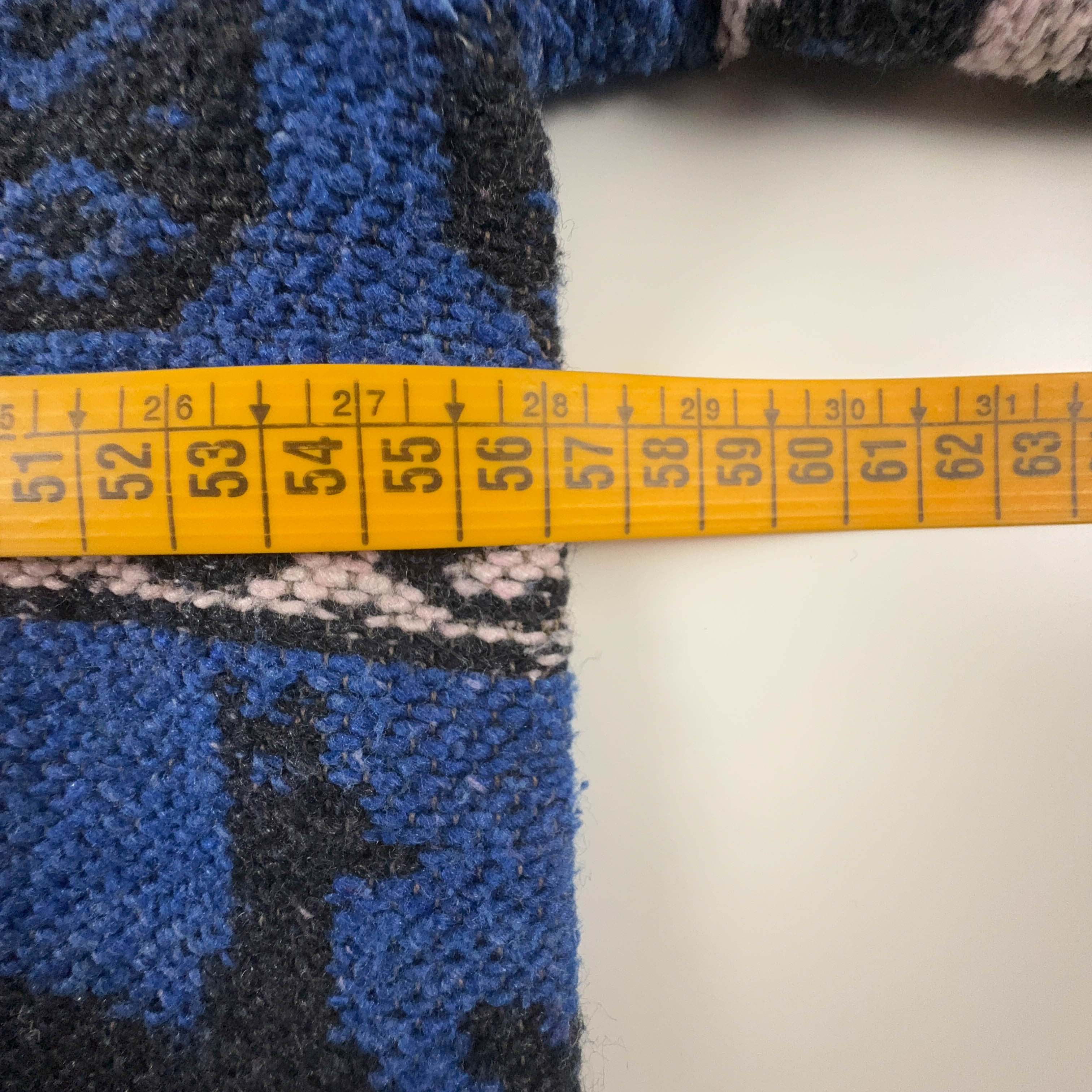 Cardigan Vintage blu e beige fantasia etnica anni 80 90 - Taglia L uomo