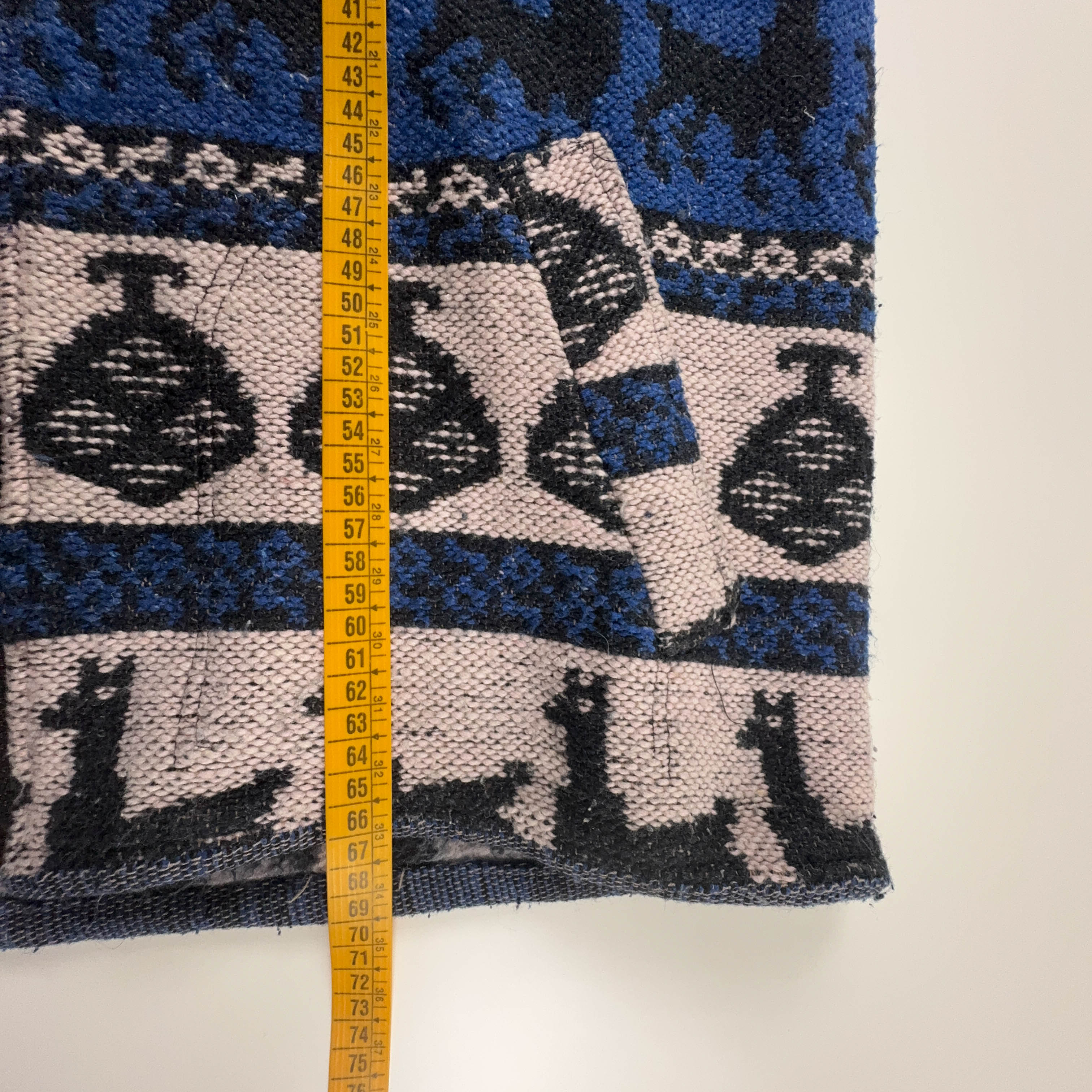 Cardigan Vintage blu e beige fantasia etnica anni 80 90 - Taglia L uomo