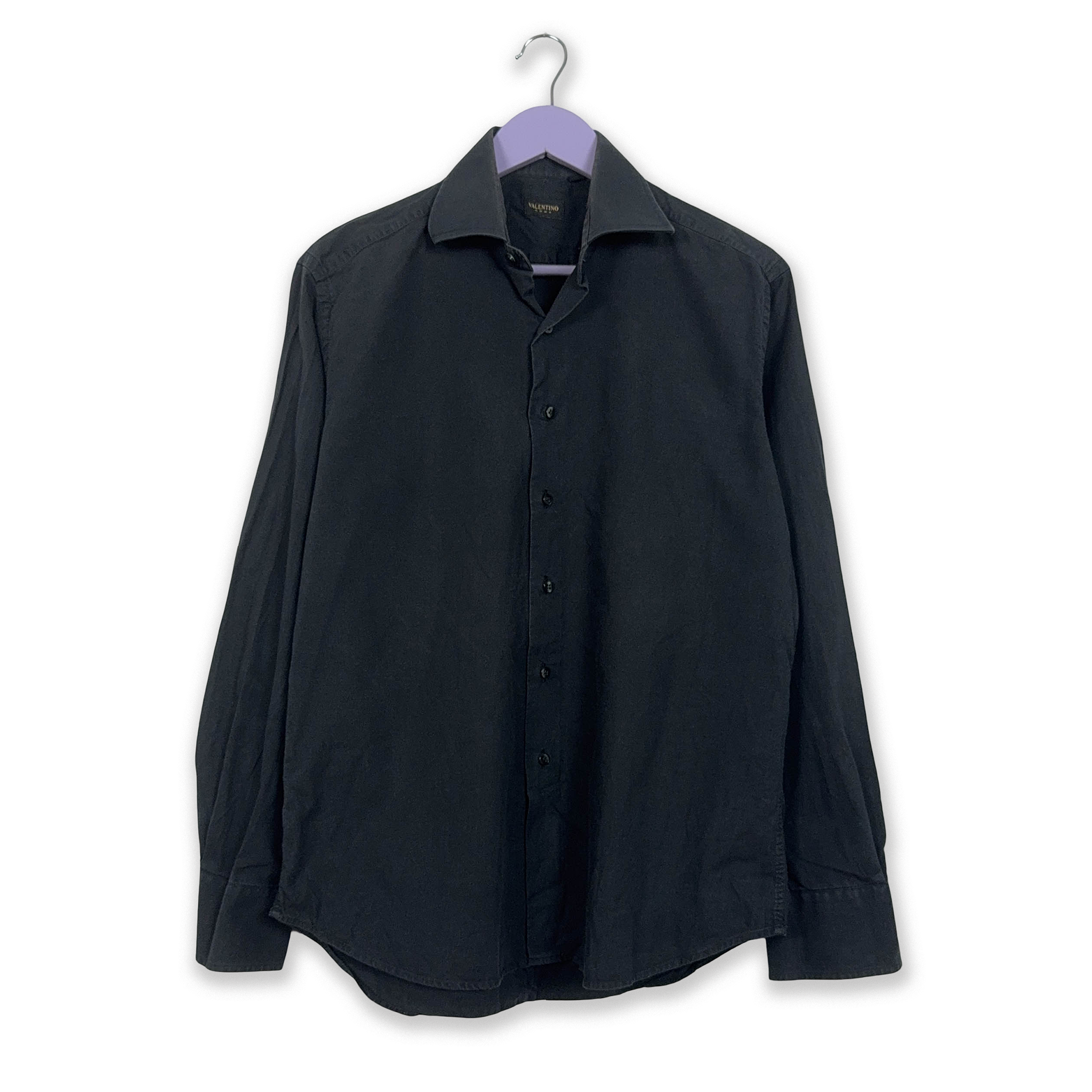 Camicia Valentino nera tinta unita - Taglia 40 uomo