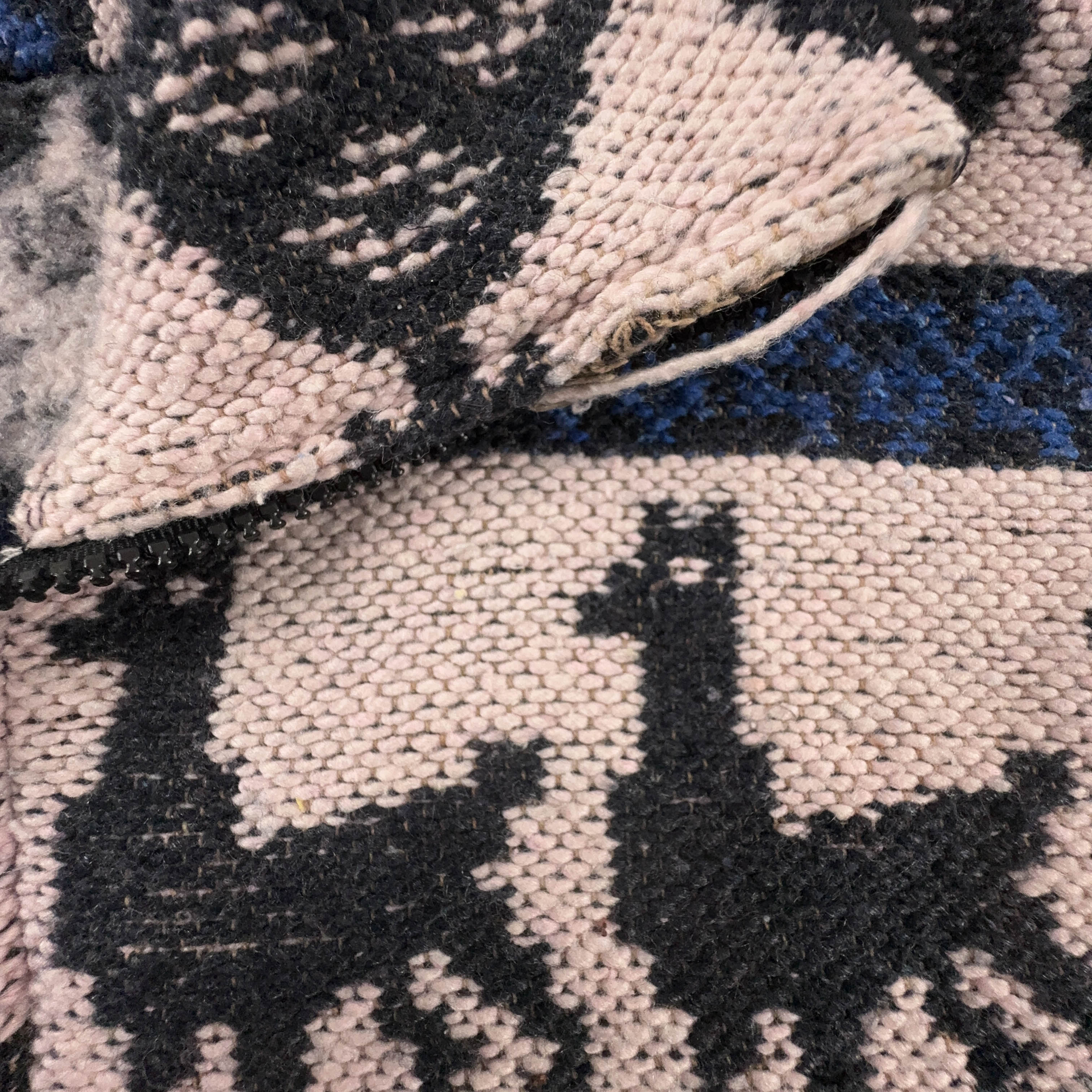 Cardigan Vintage blu e beige fantasia etnica anni 80 90 - Taglia L uomo