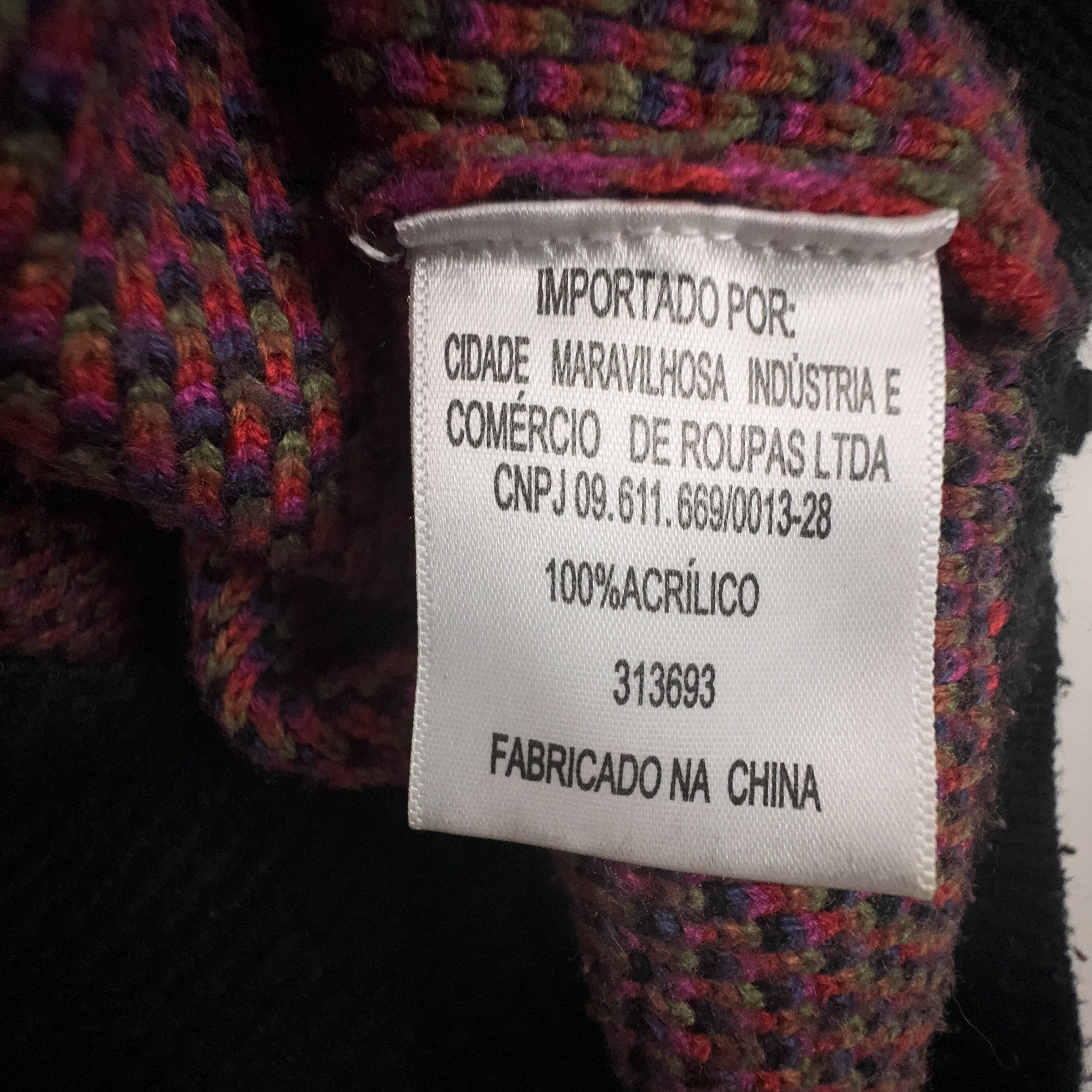 Maglione Vintage nero fantasia multicolore astratto girocollo acrilico anni 80 90 - Taglia L uomo