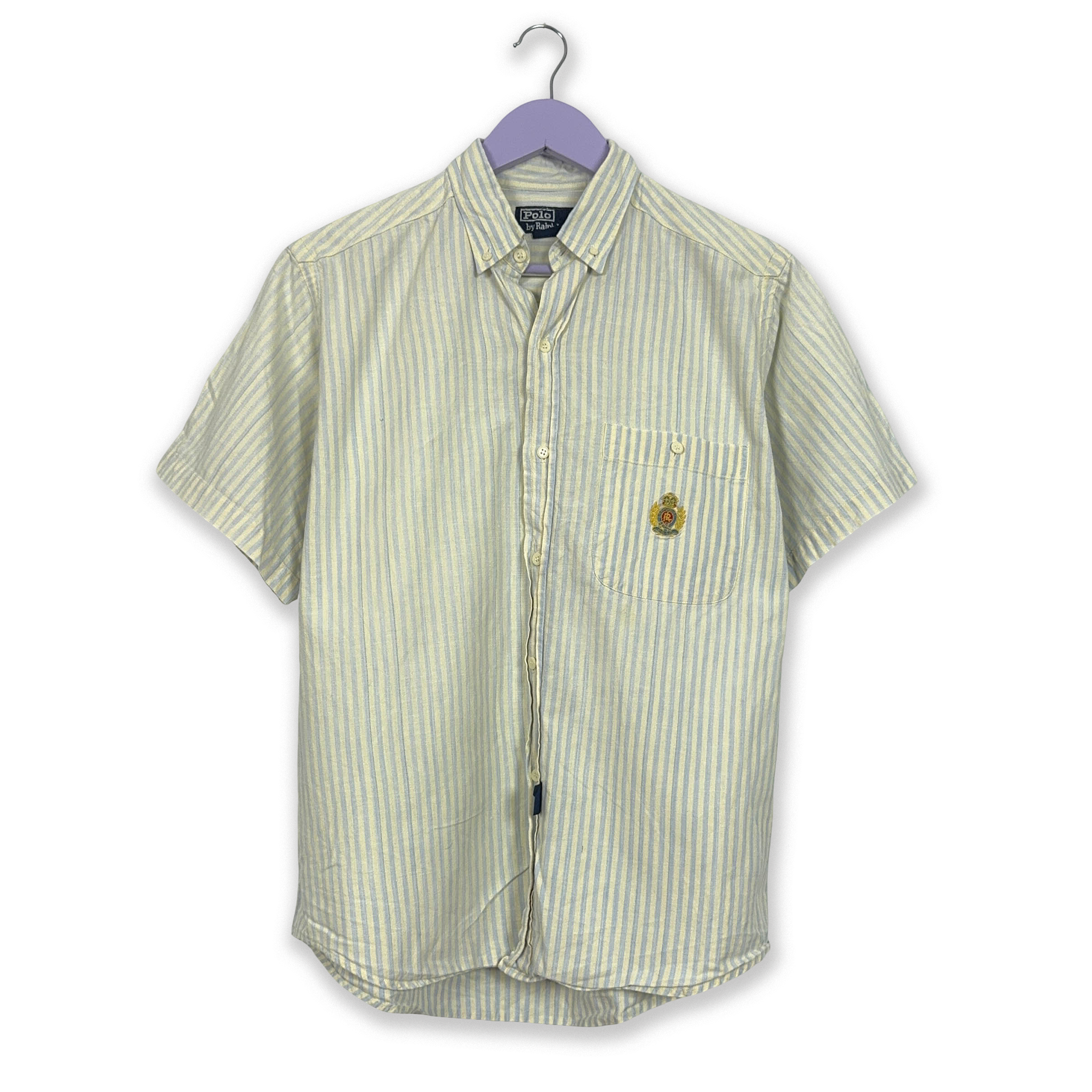 Camicia Ralph Lauren Vintage a righe beige e azzurra - Taglia M/L uomo
