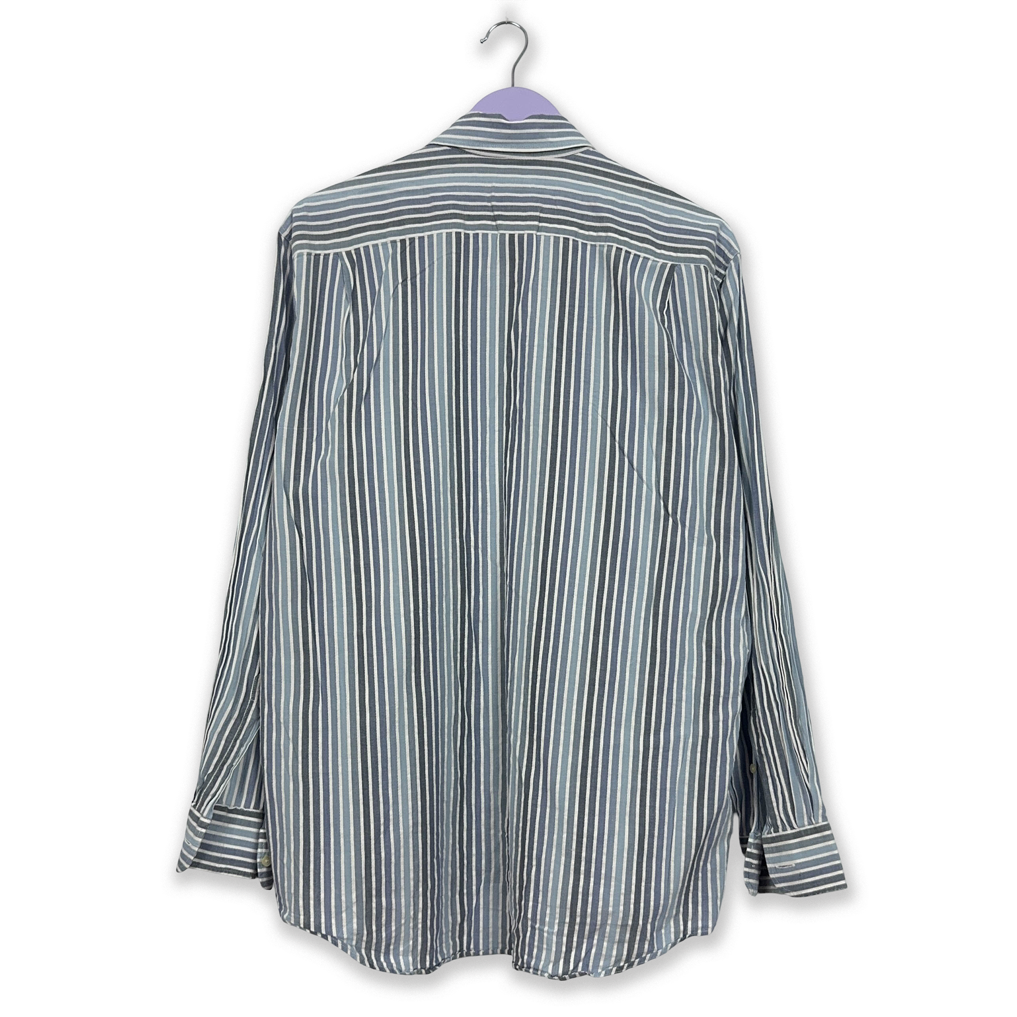 Camicia Lacoste a righe azzurra e bianca - Taglia 40 uomo