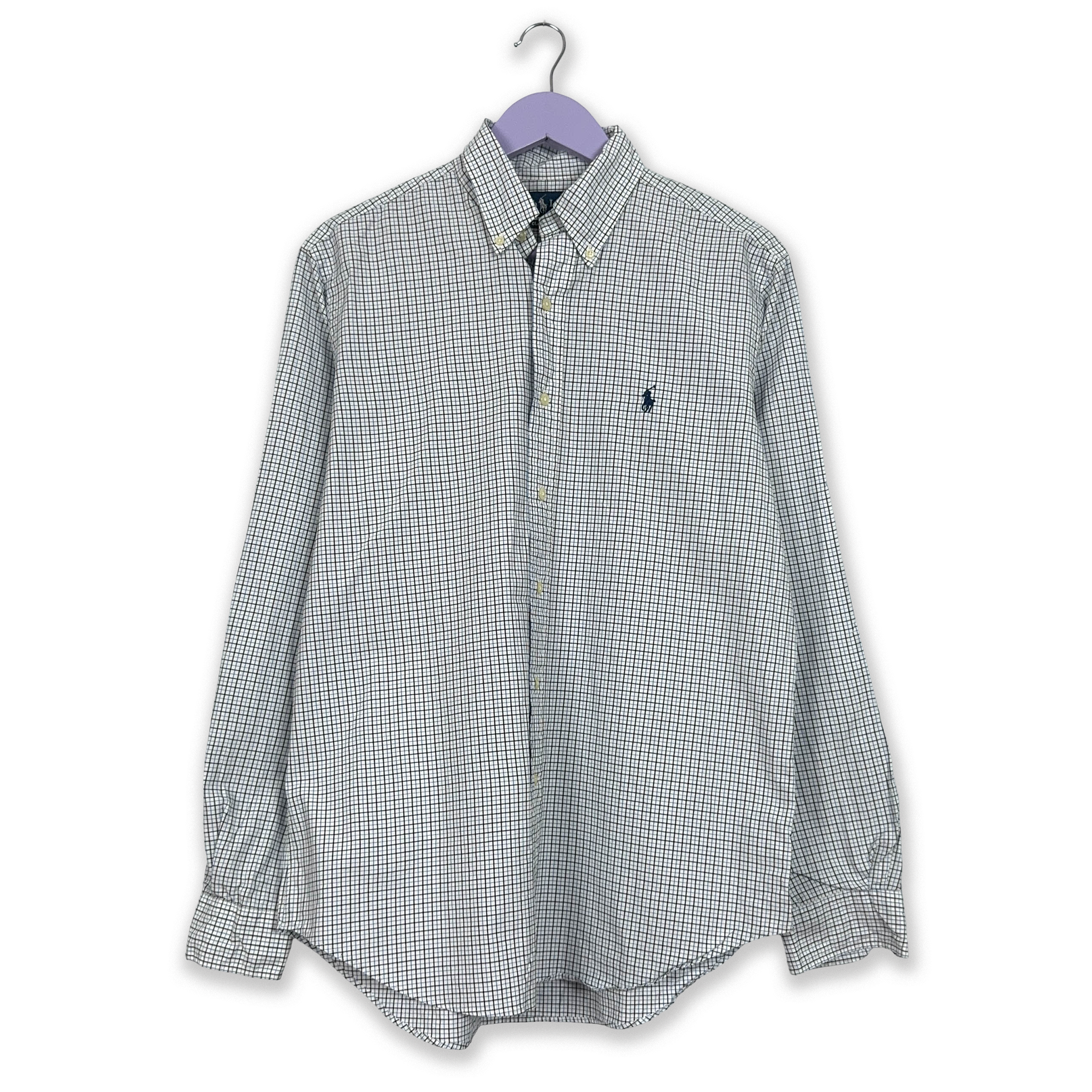 Camicia Ralph Lauren a quadri bianca e azzurra classic fit - Taglia M 15.5 uomo