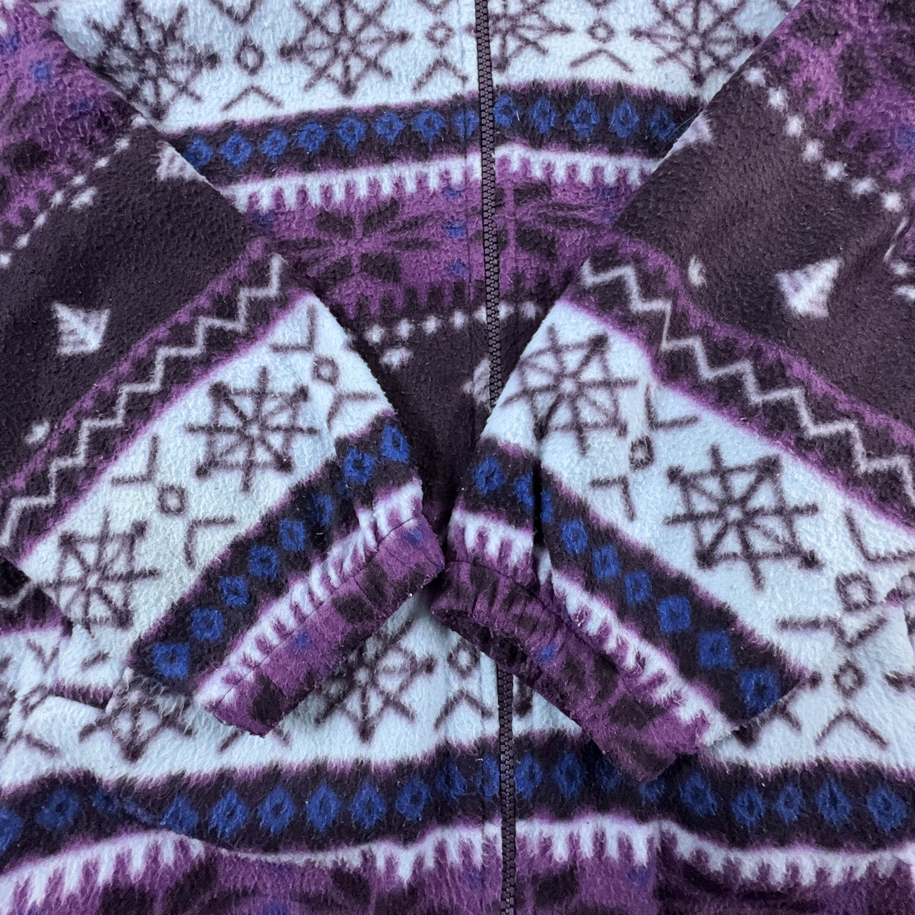 Vintage Purple and Blue Patterned Full Zip Fleece - Men's Size M/L