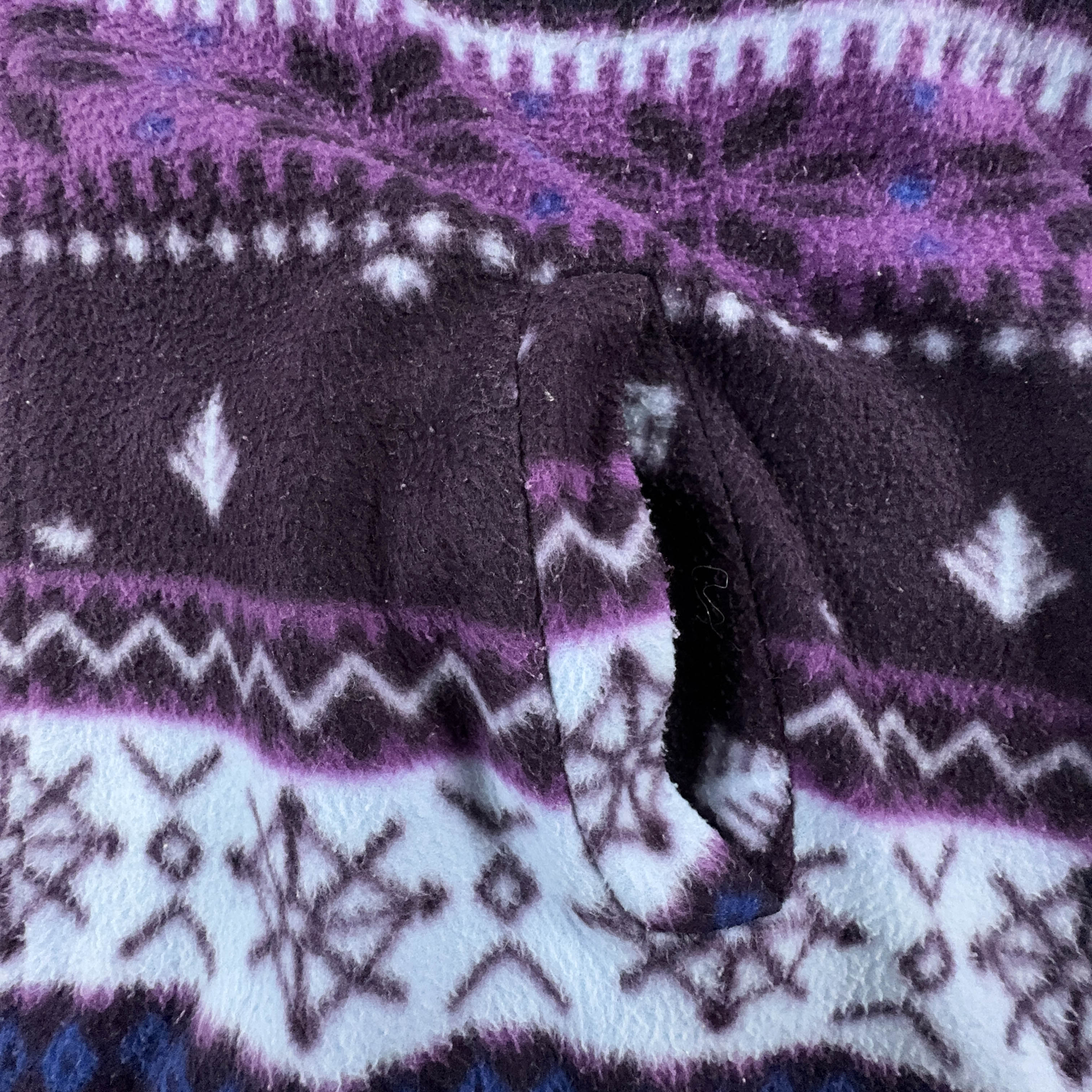 Vintage Purple and Blue Patterned Full Zip Fleece - Men's Size M/L