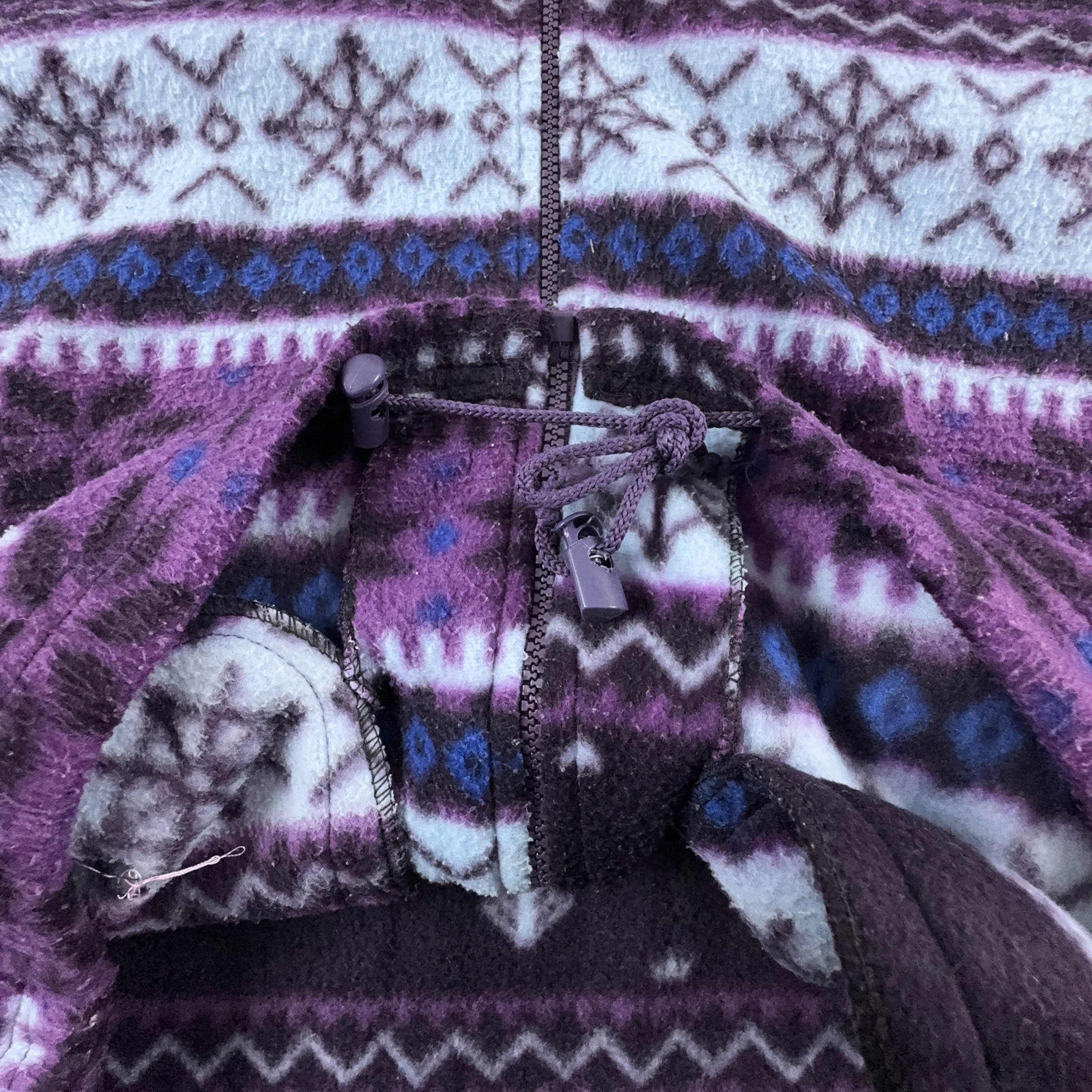 Vintage Purple and Blue Patterned Full Zip Fleece - Men's Size M/L