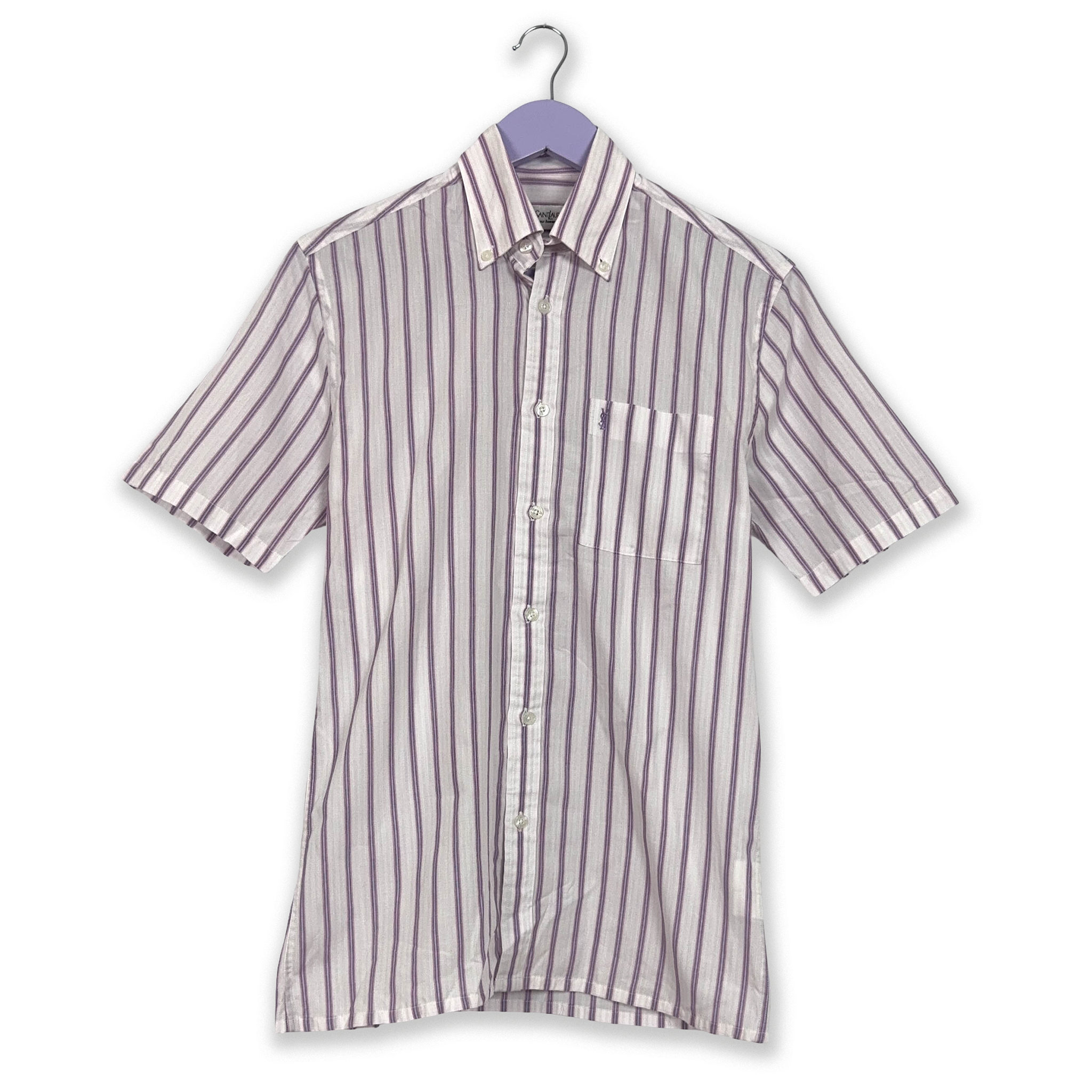 Camicia Yves Saint Laurent a righe bianca e viola - Taglia S/M uomo