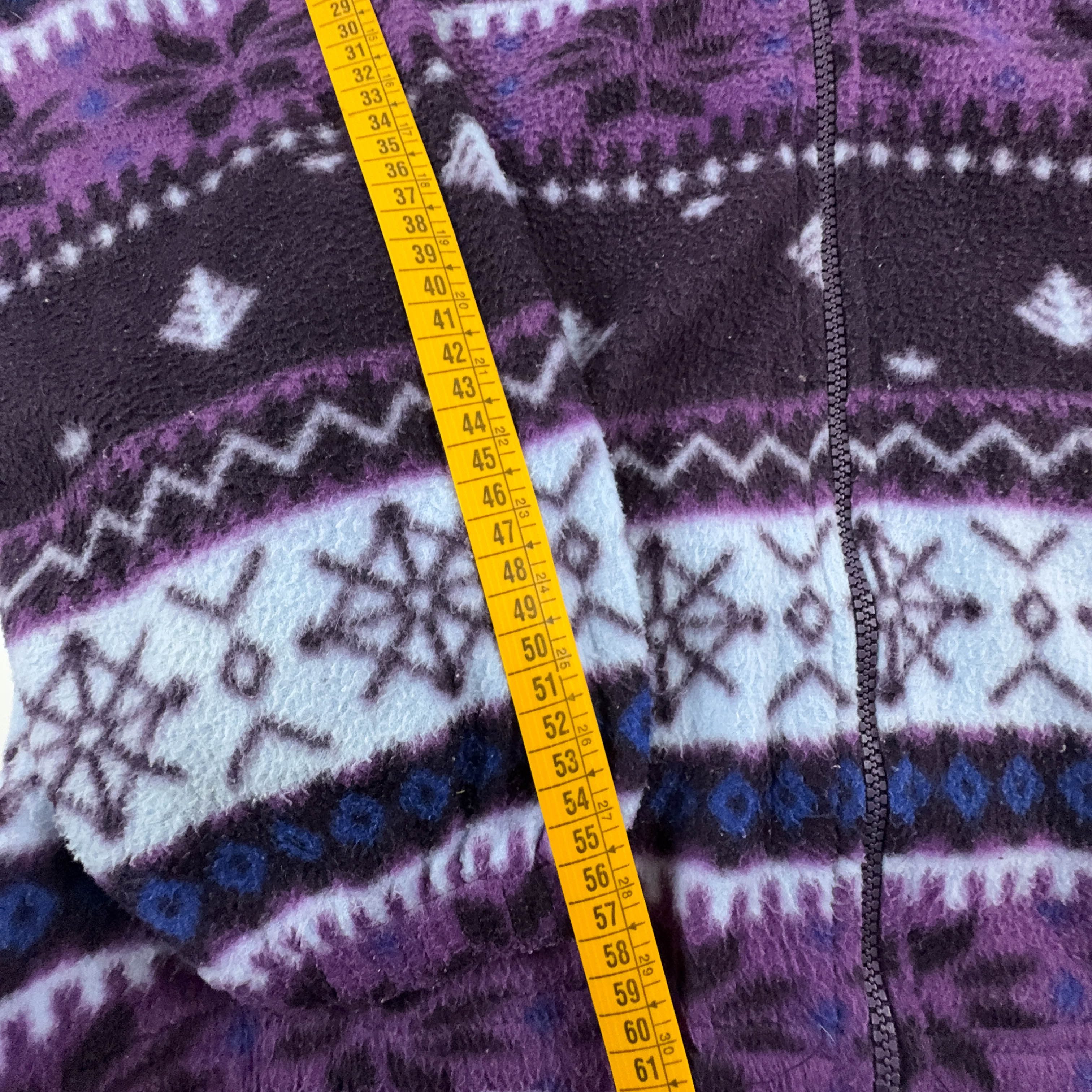 Vintage Purple and Blue Patterned Full Zip Fleece - Men's Size M/L