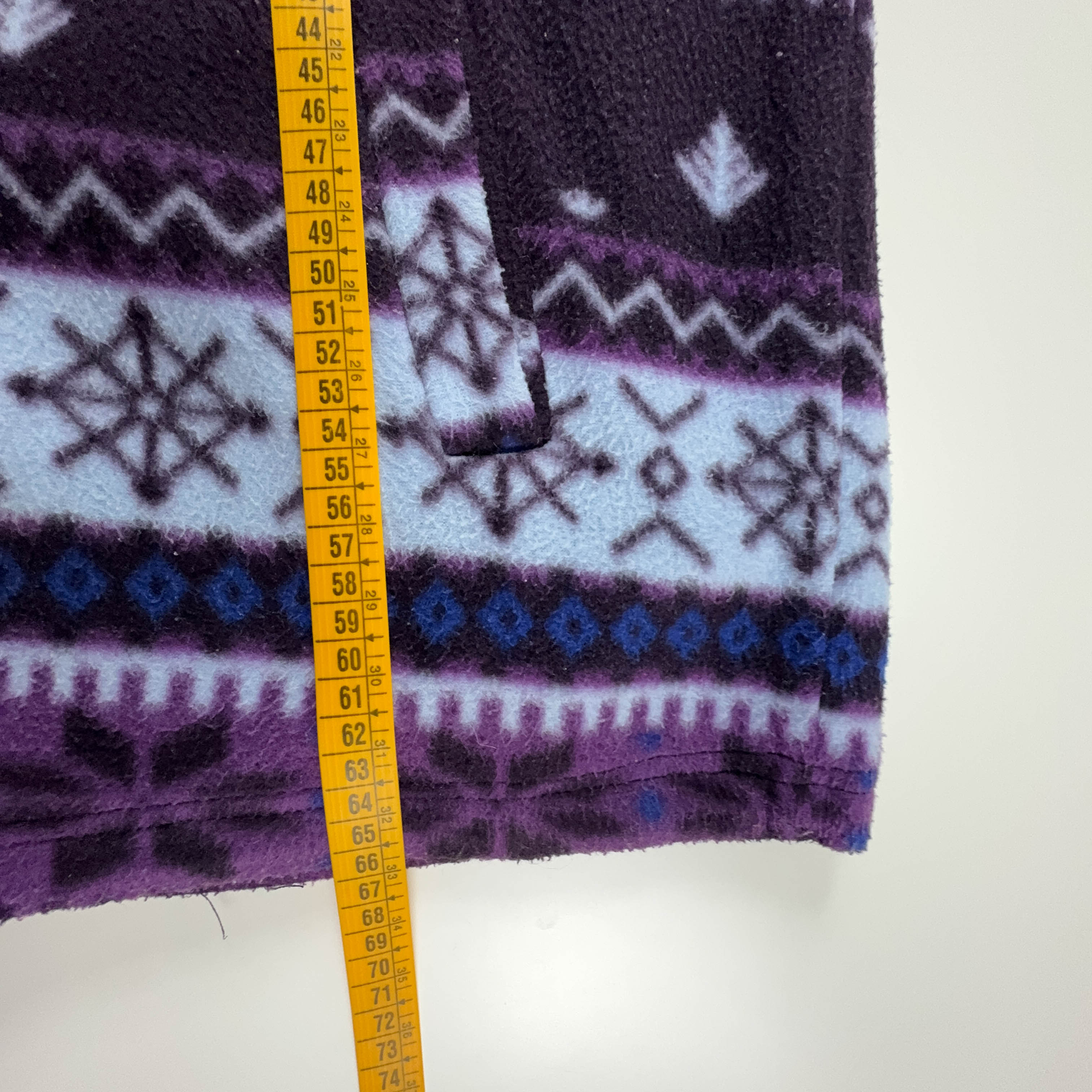 Vintage Purple and Blue Patterned Full Zip Fleece - Men's Size M/L