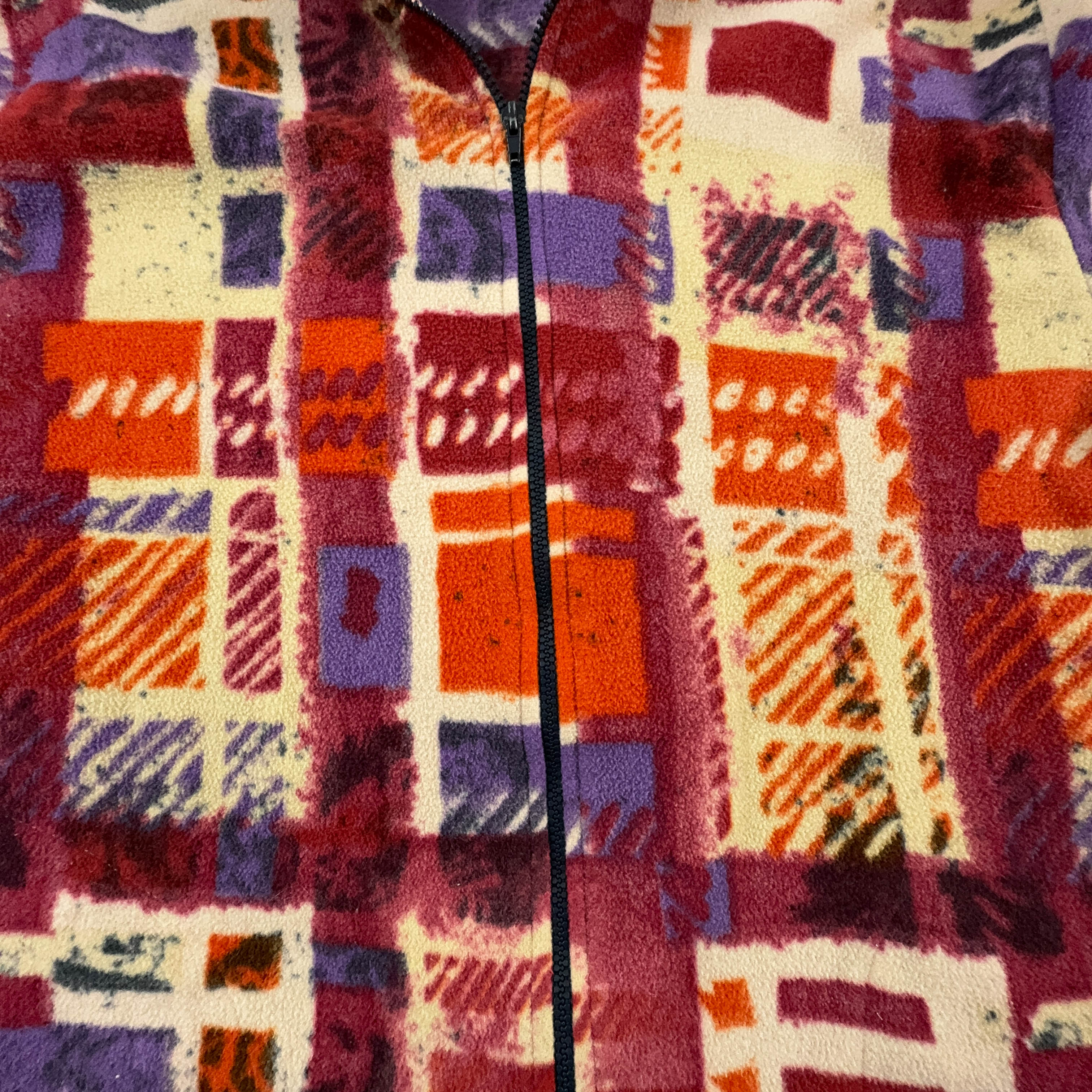 Vintage Orange Pattern Full Zip Fleece - Men's Size L