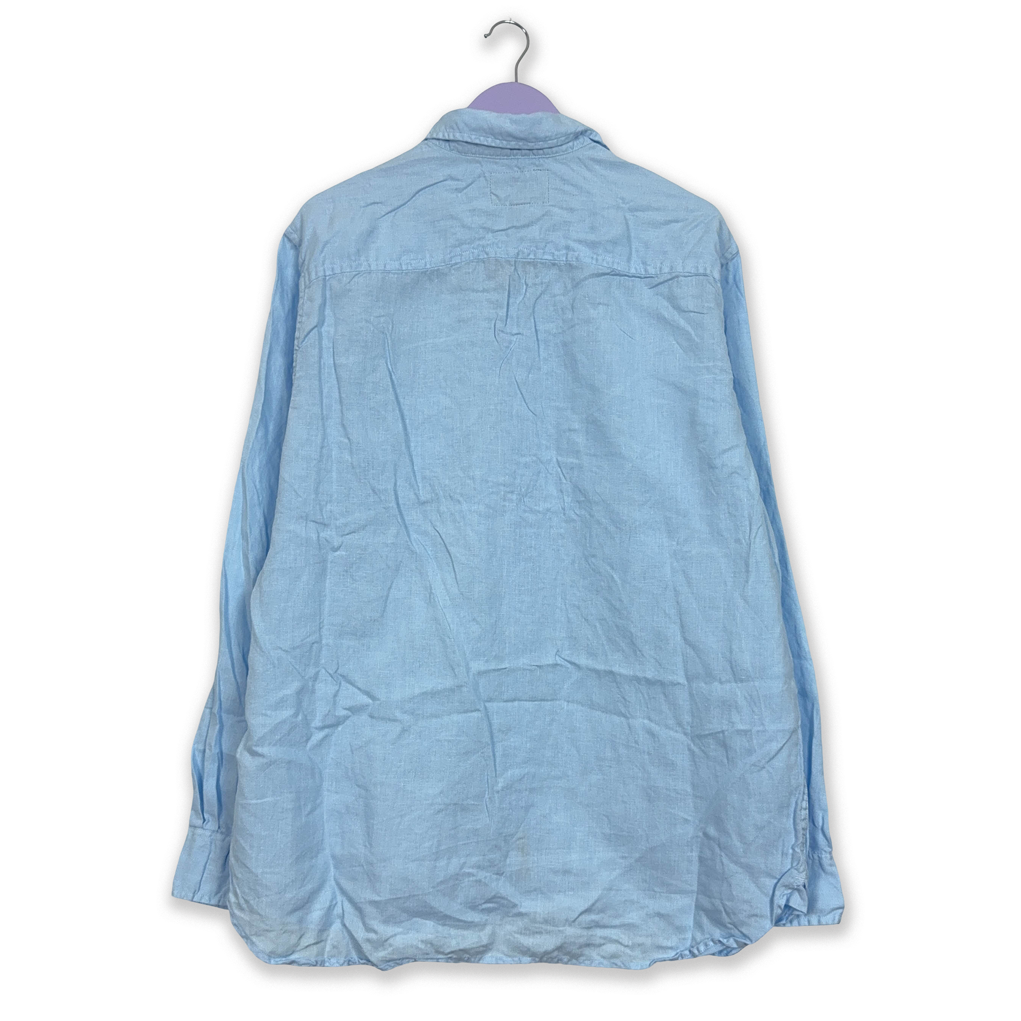 Camicia Timberland azzurra tinta unita 100% lino regular fit - Taglia XL uomo