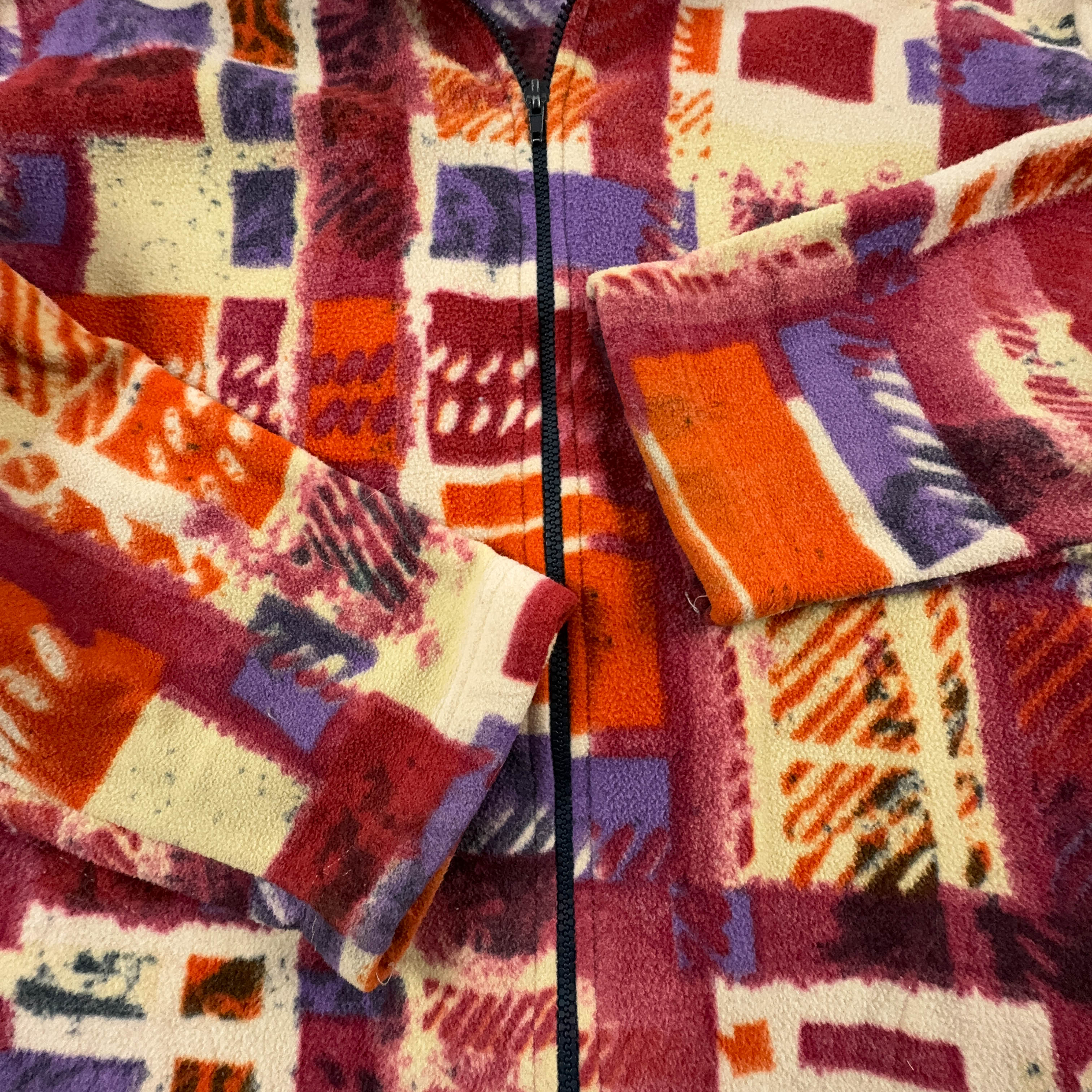 Vintage Orange Pattern Full Zip Fleece - Men's Size L