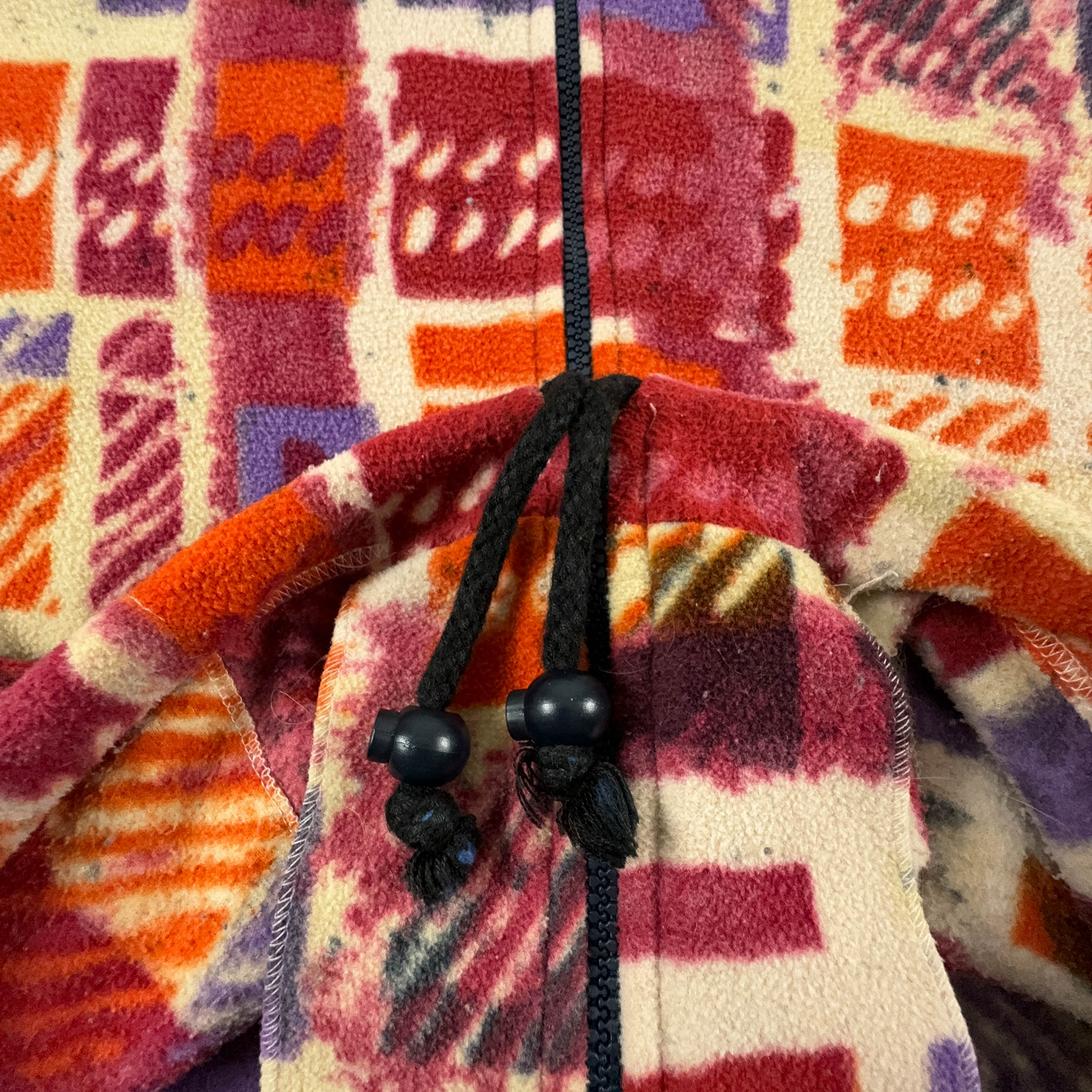 Vintage Orange Pattern Full Zip Fleece - Men's Size L