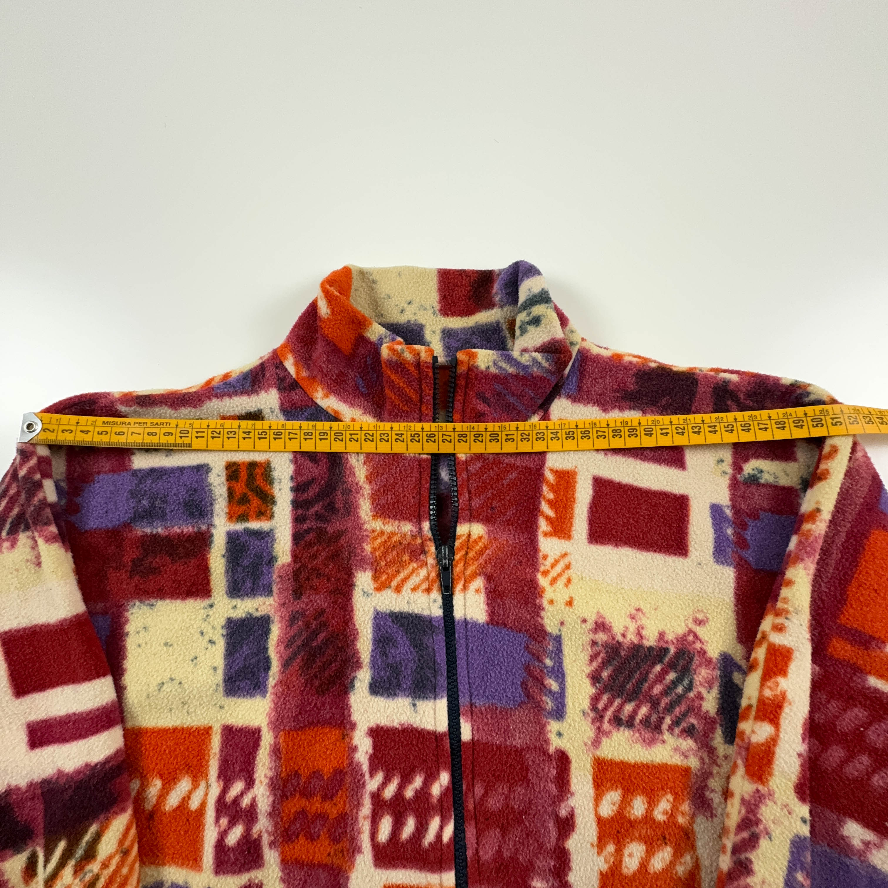 Vintage Orange Pattern Full Zip Fleece - Men's Size L