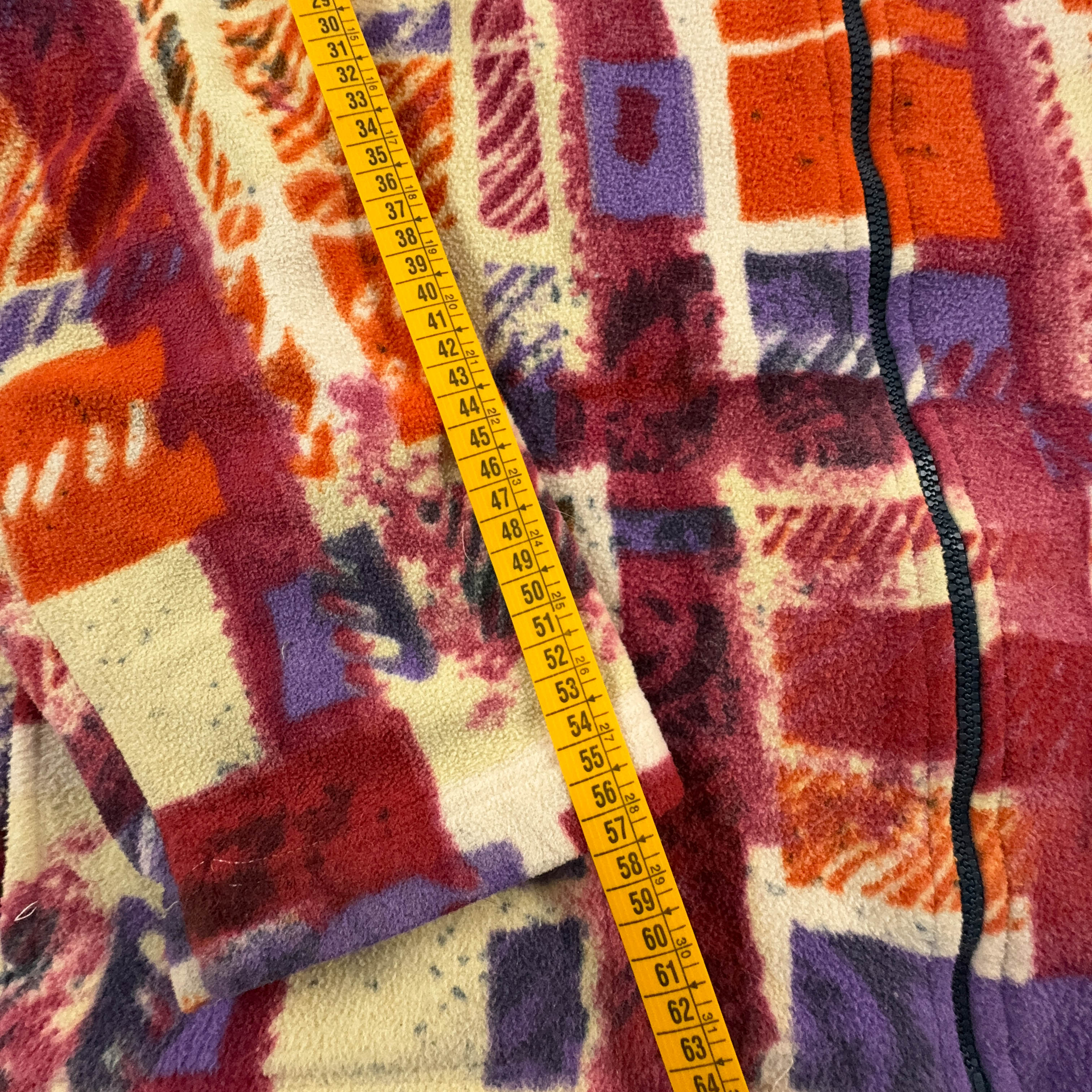 Vintage Orange Pattern Full Zip Fleece - Men's Size L