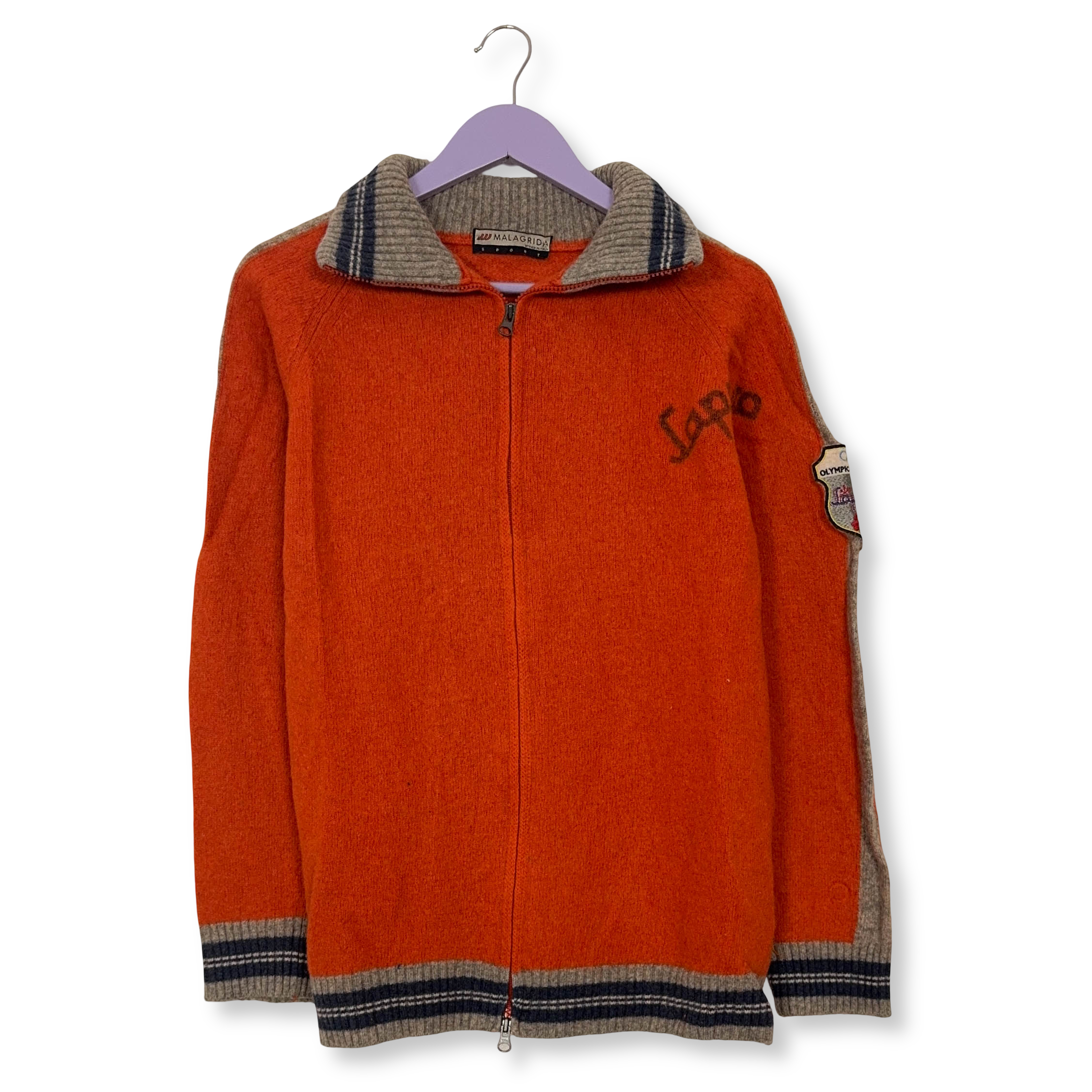 Cardigan Sapporo Olympic games 1972 Vintage arancione anni 80 90 - Taglia M/L uomo