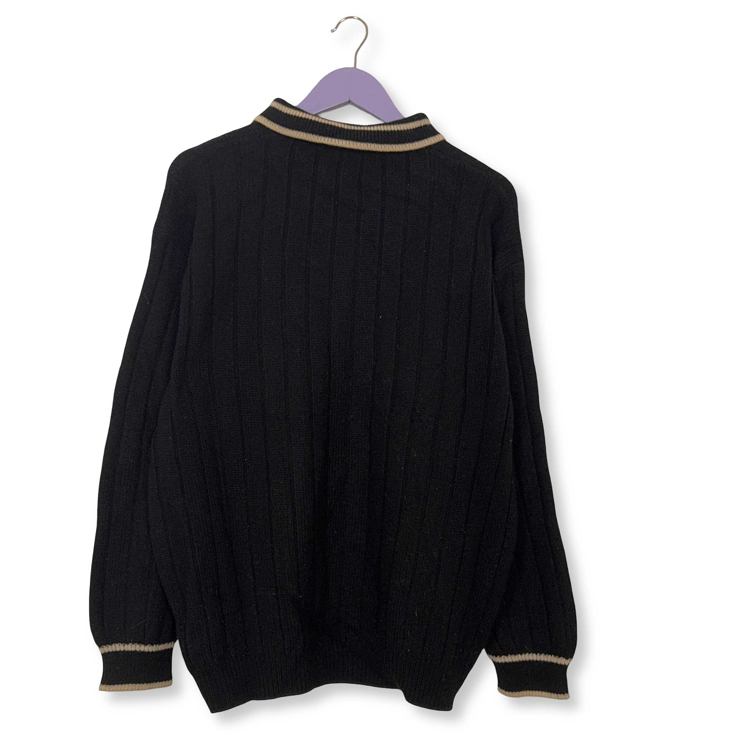 Maglione Benetton Vintage nero 60% lana anni 80 90 - Taglia 52 uomo