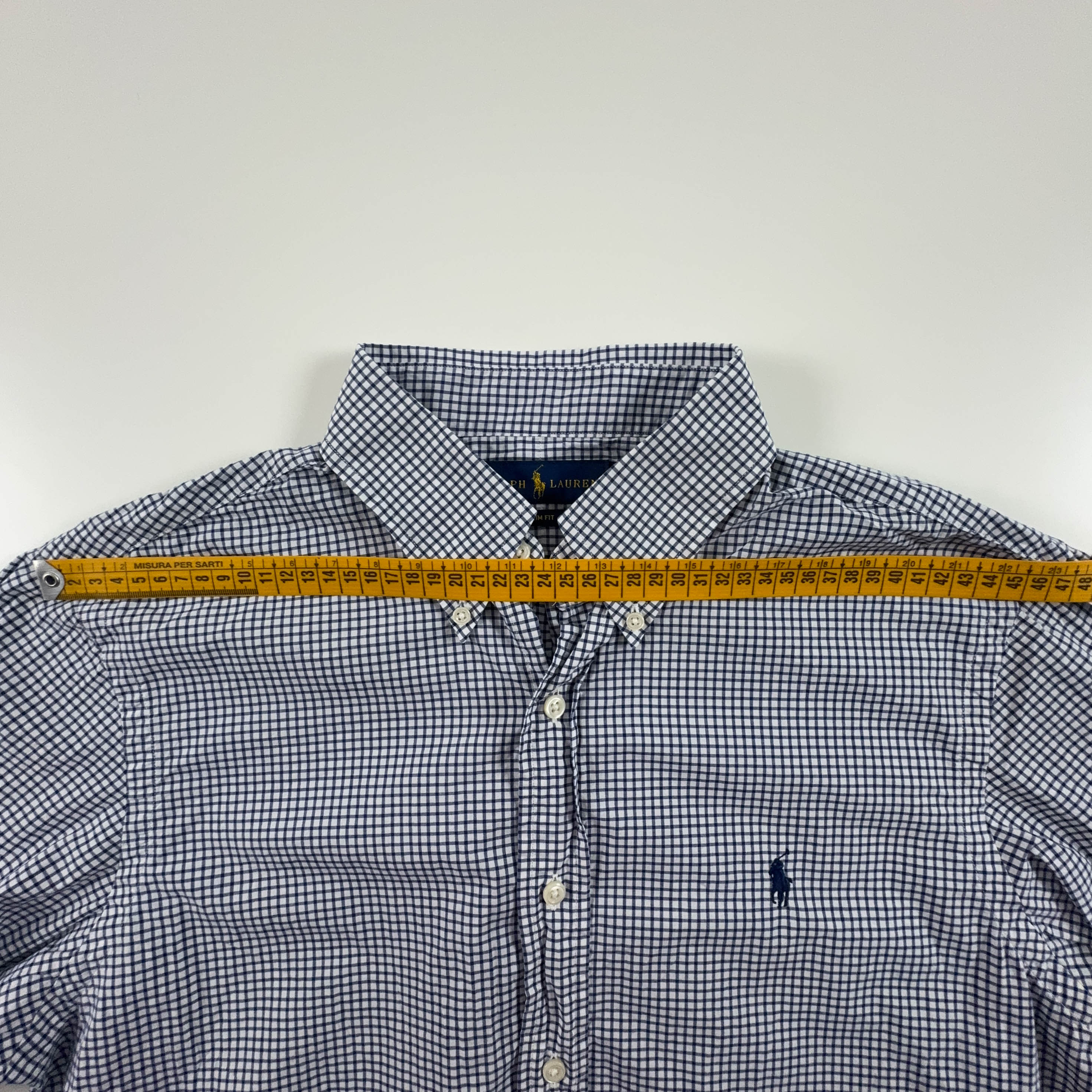 Camicia Ralph Lauren a quadri blu e bianca slim fit - Taglia 16 175 uomo