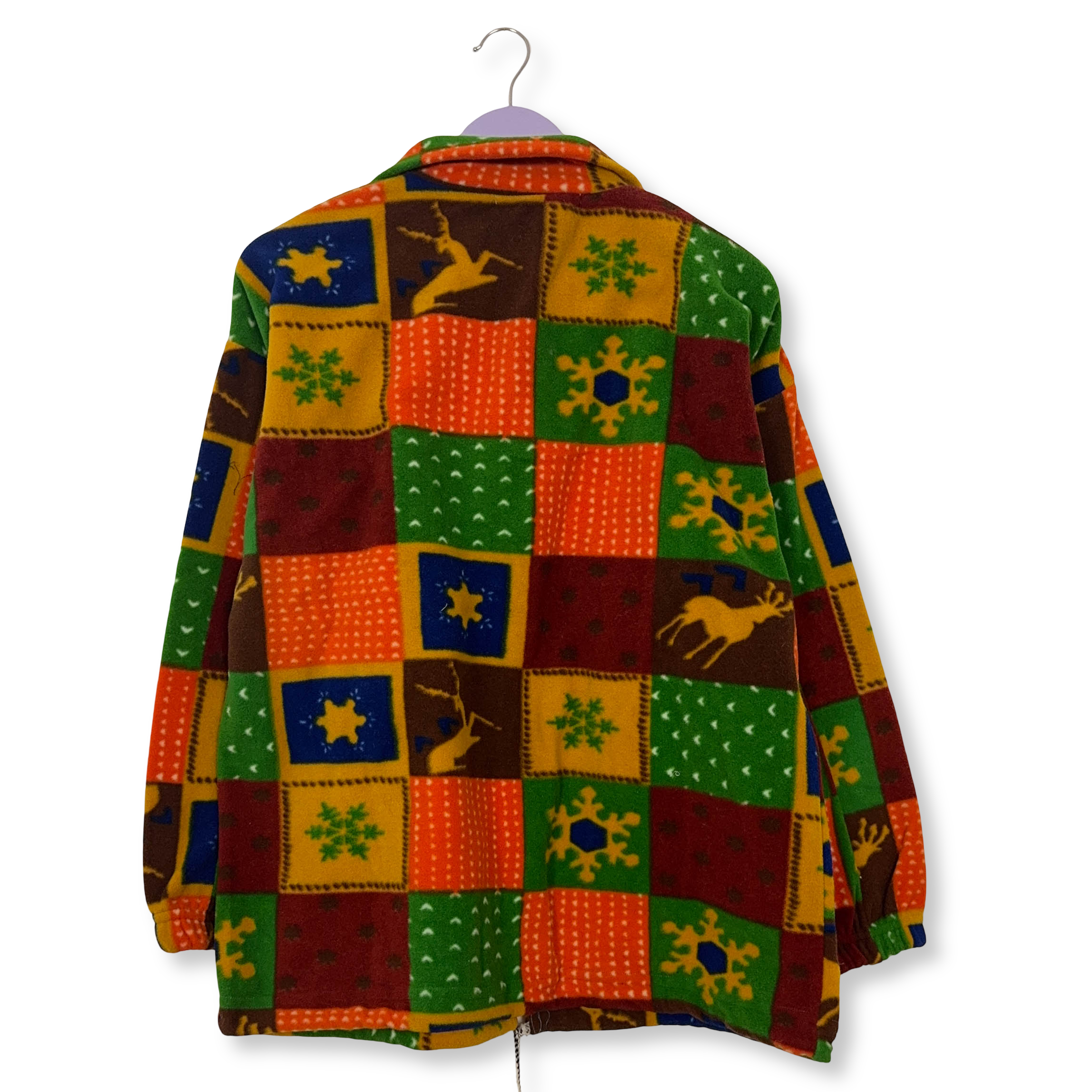 Pile Vintage multicolore geometrico fantasia patchwork anni 80 90 - Taglia L uomo