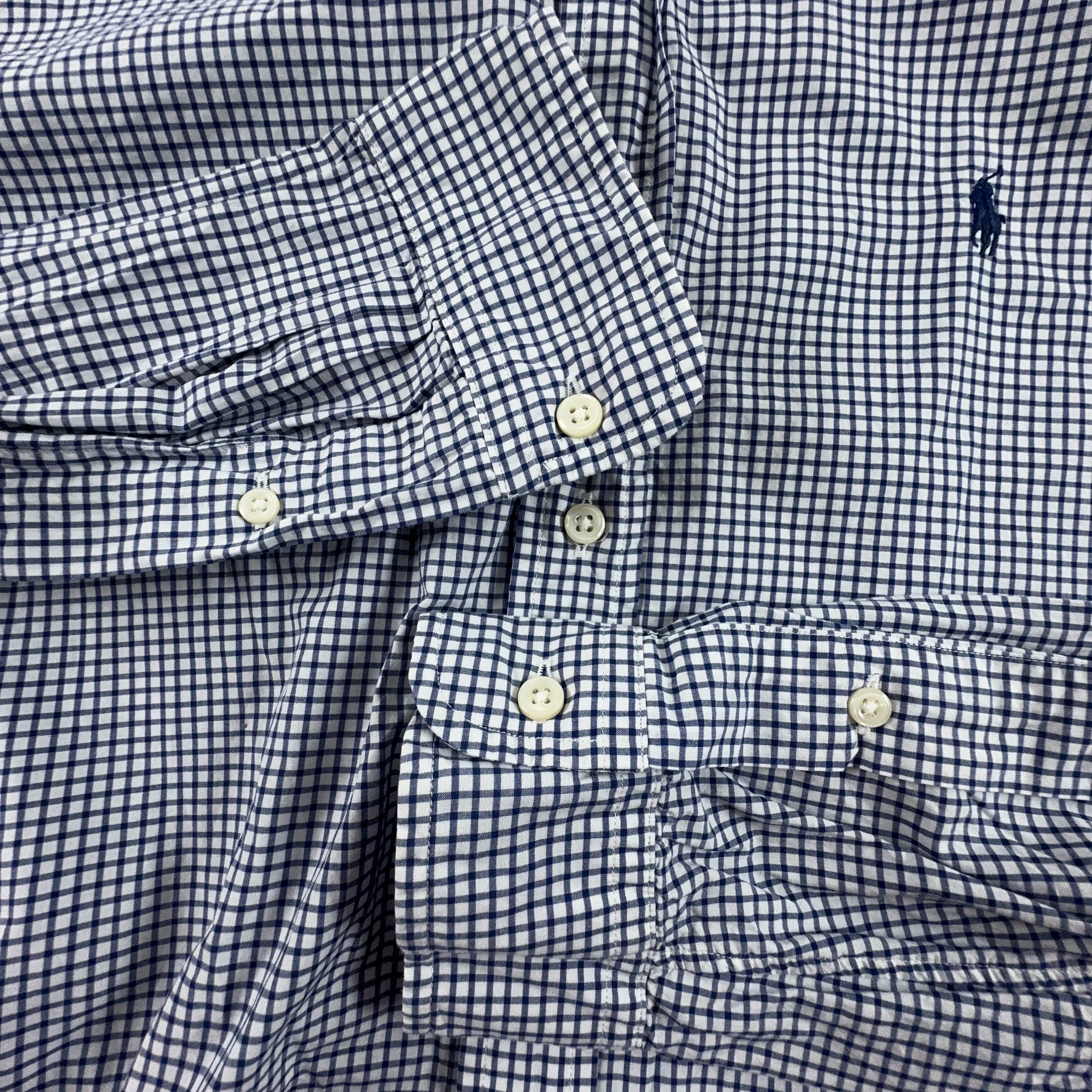 Camicia Ralph Lauren a quadri blu e bianca slim fit - Taglia 16 175 uomo