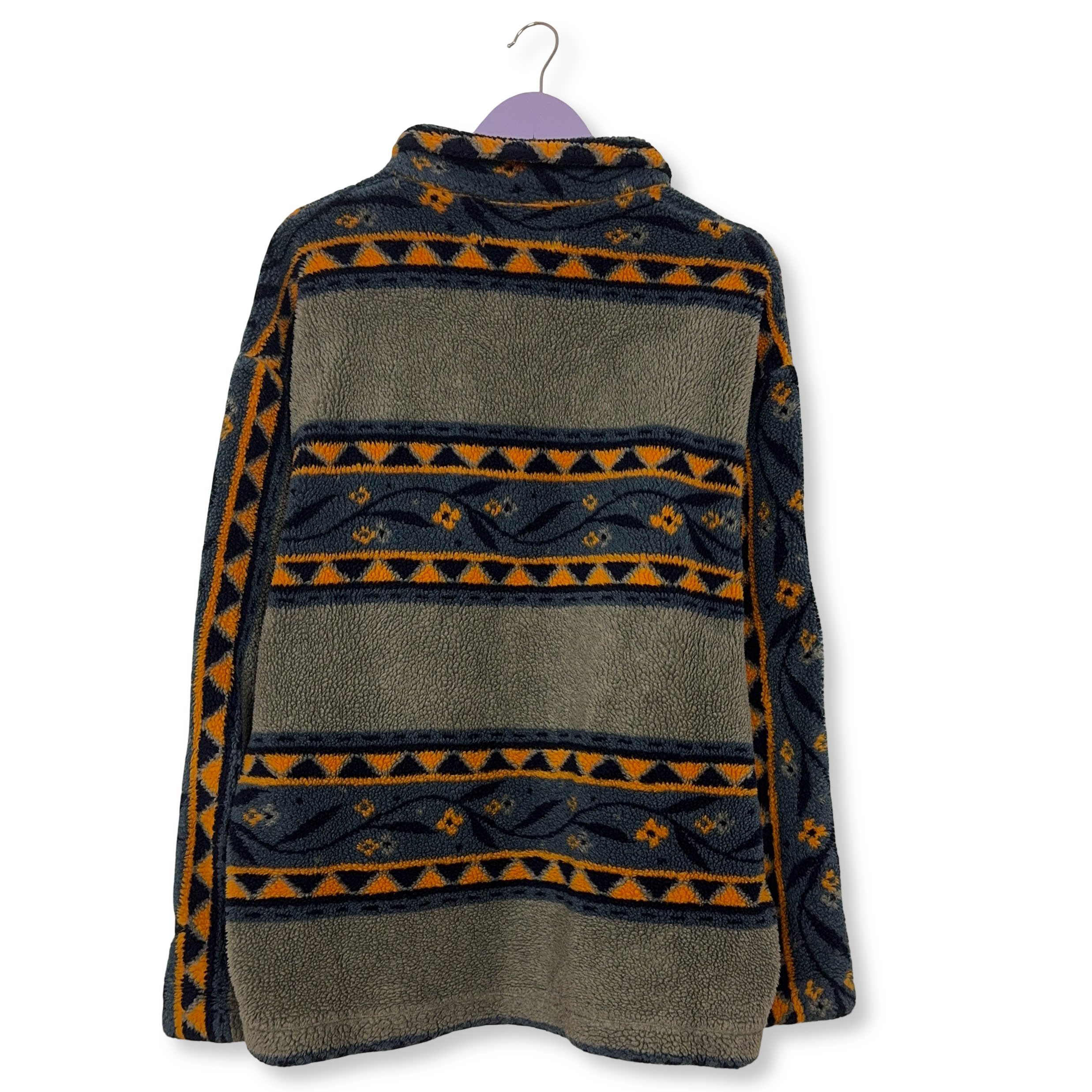 Pile Seawind Vintage grigio blu e giallo astratto anni 80 90 - Taglia L/XL uomo