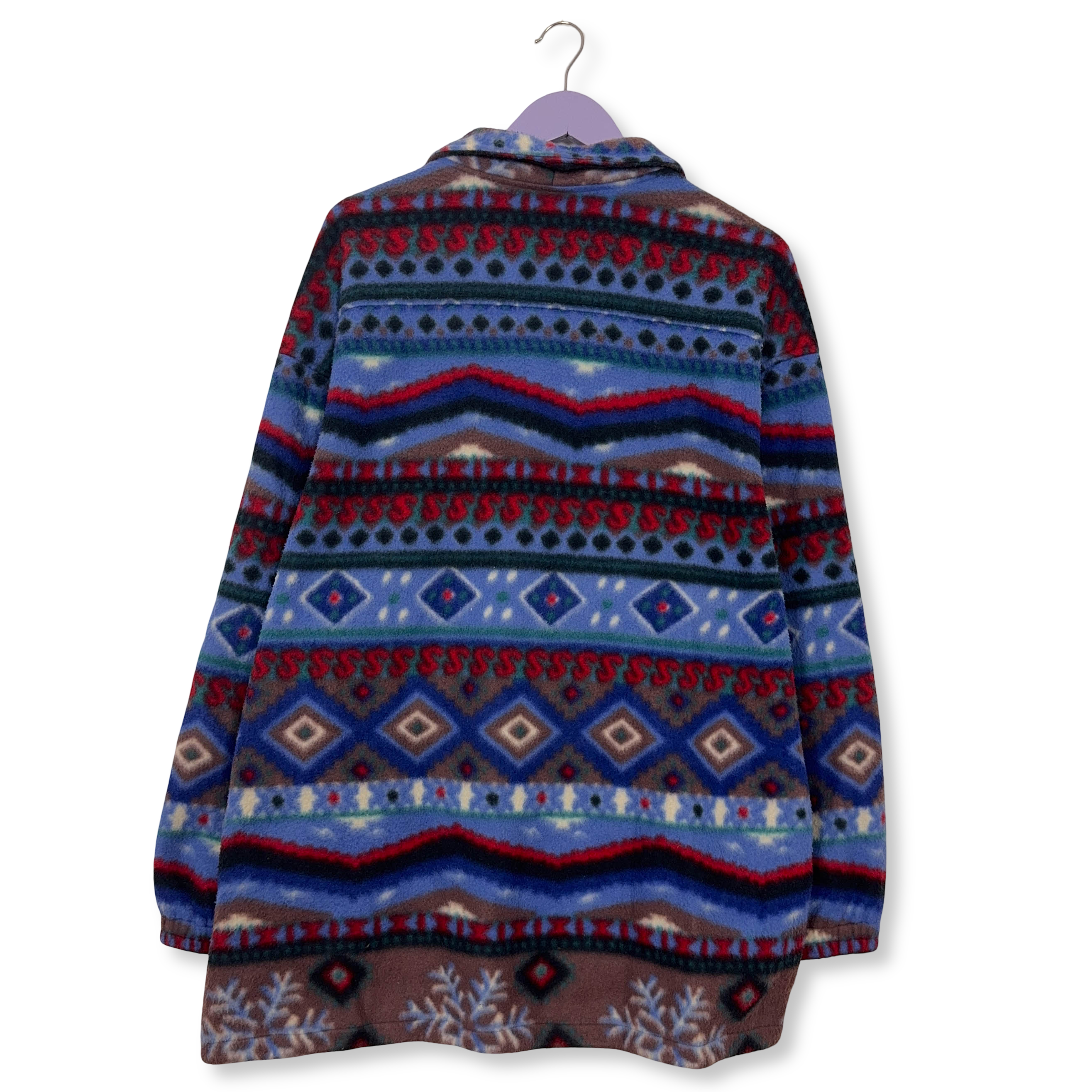 Pile Vintage azzurro e rosso fantasia astratta anni 80 90 - Taglia XL uomo