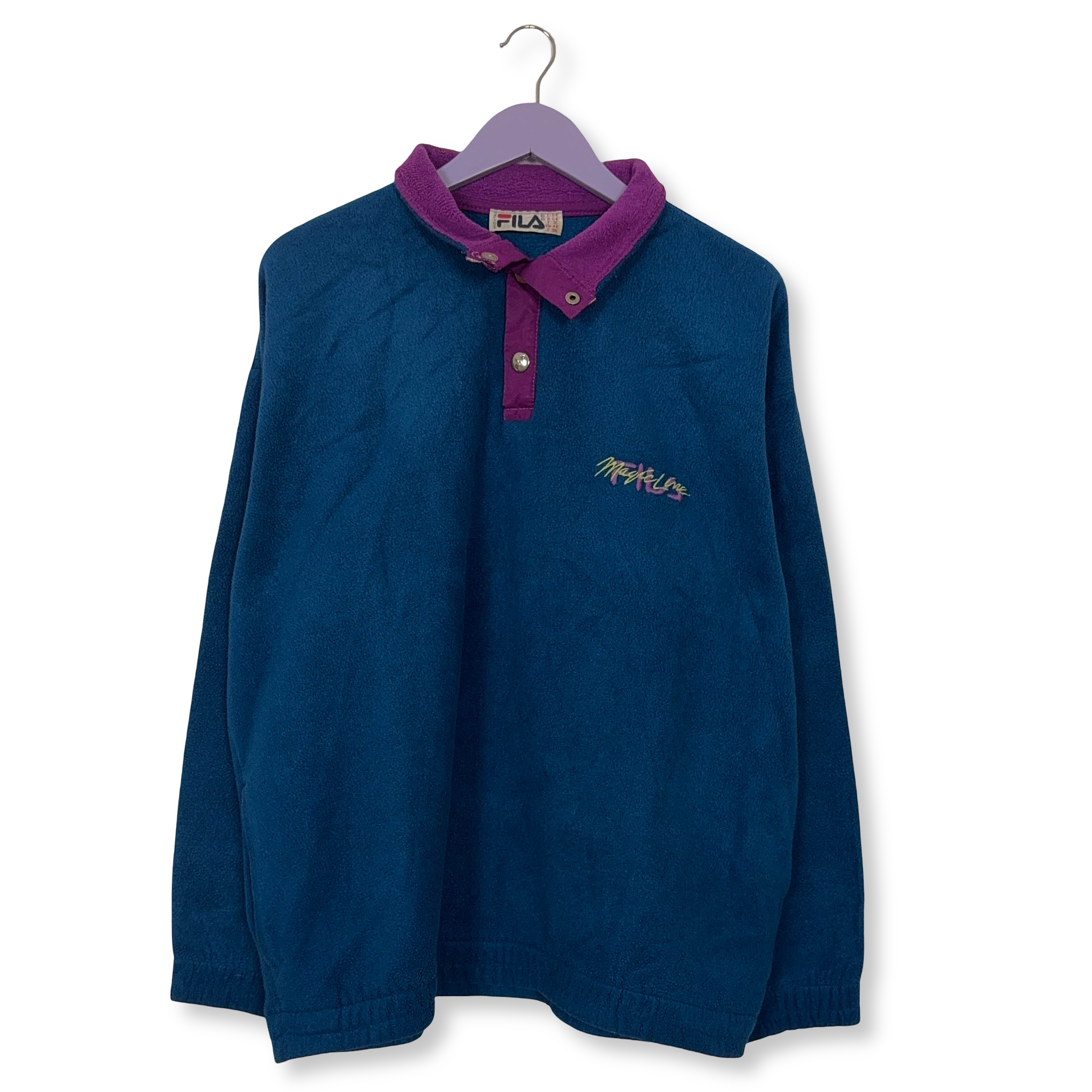 Pile Fila Magic Line Vintage Polartec blu con bottoni anni 80 90 - Taglia 54 uomo