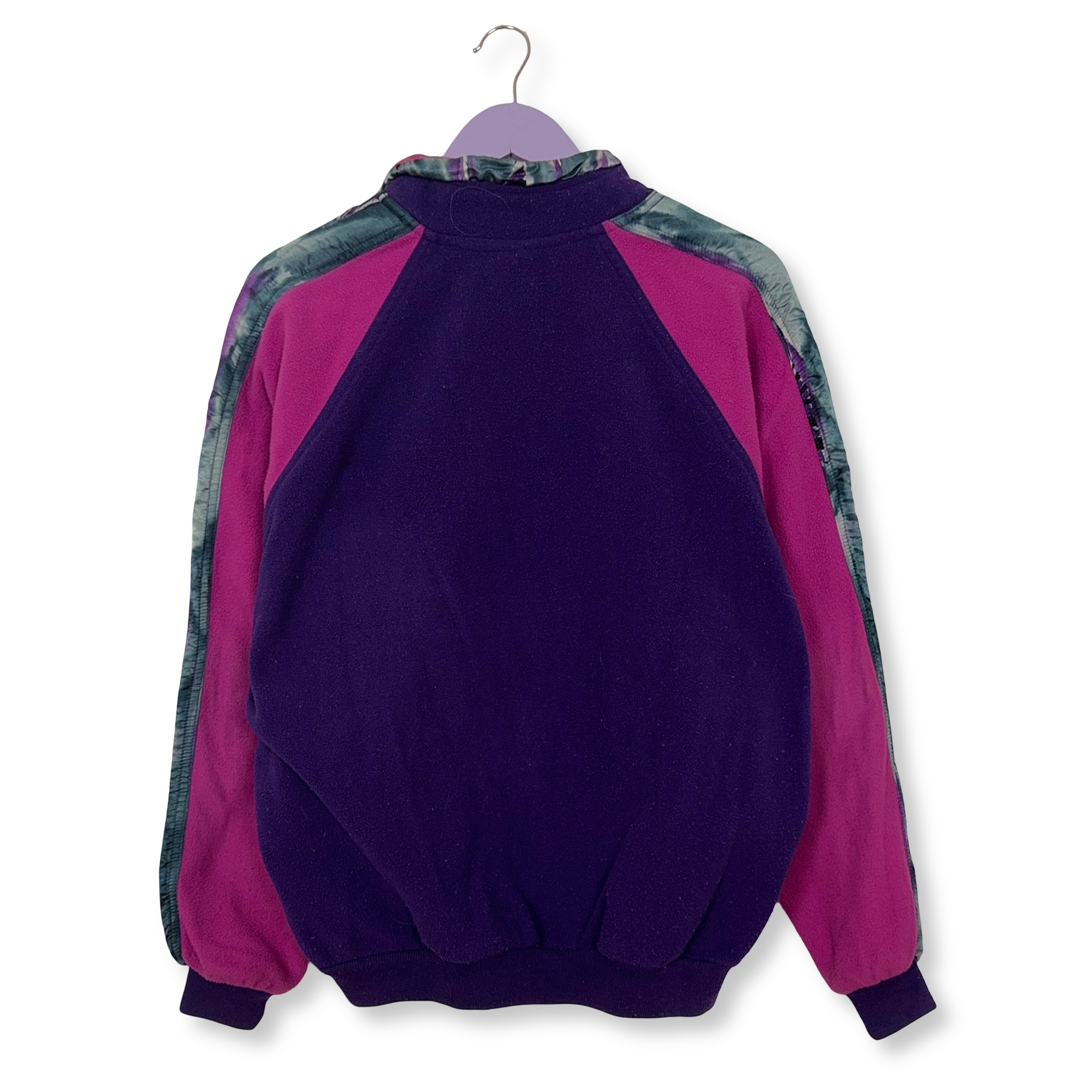 Pile Maser Vintage viola e fucsia astratto con ricamo anni 80 90 - Taglia 48 uomo