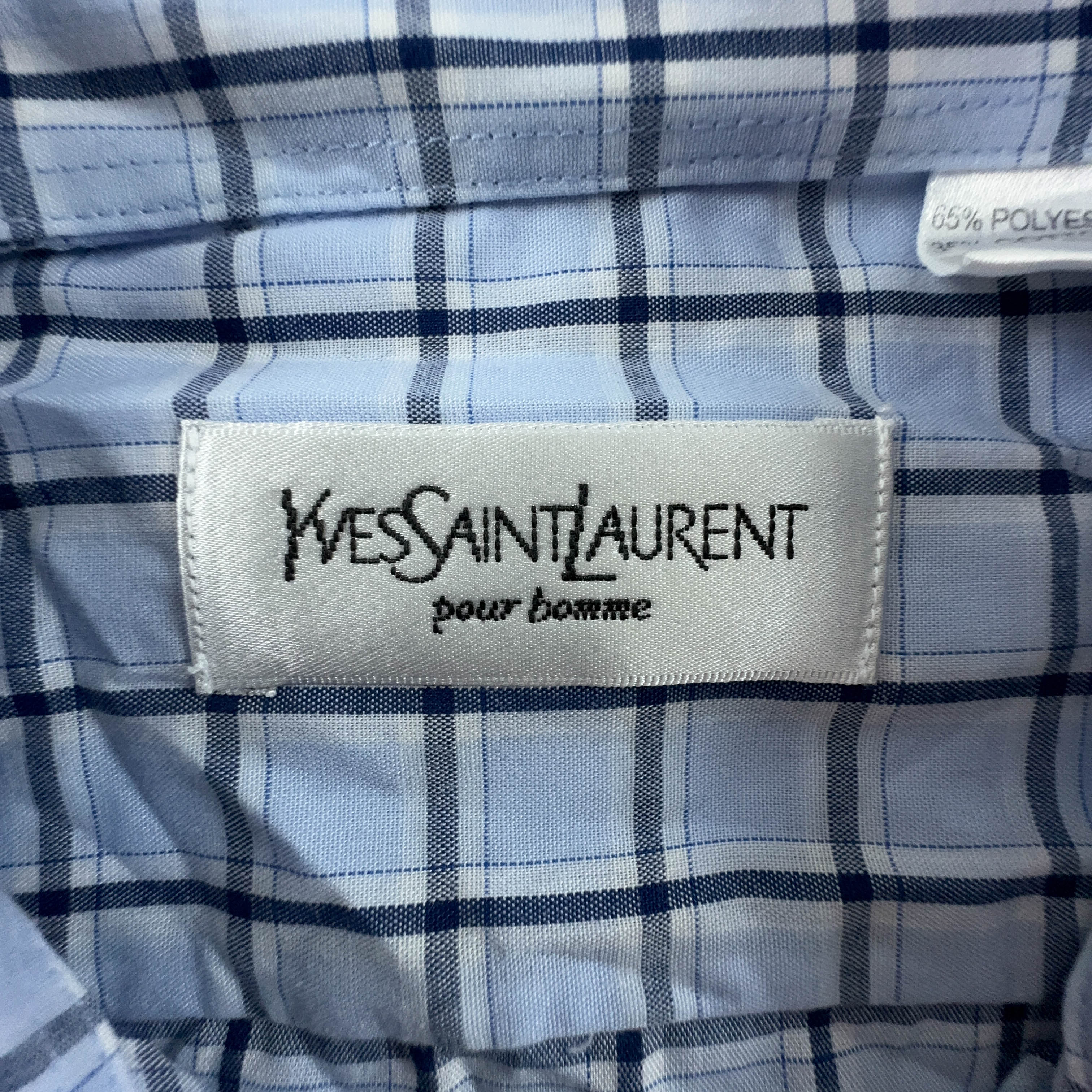 Camicia Yves Saint Laurent a quadri azzurra - Taglia S/M uomo