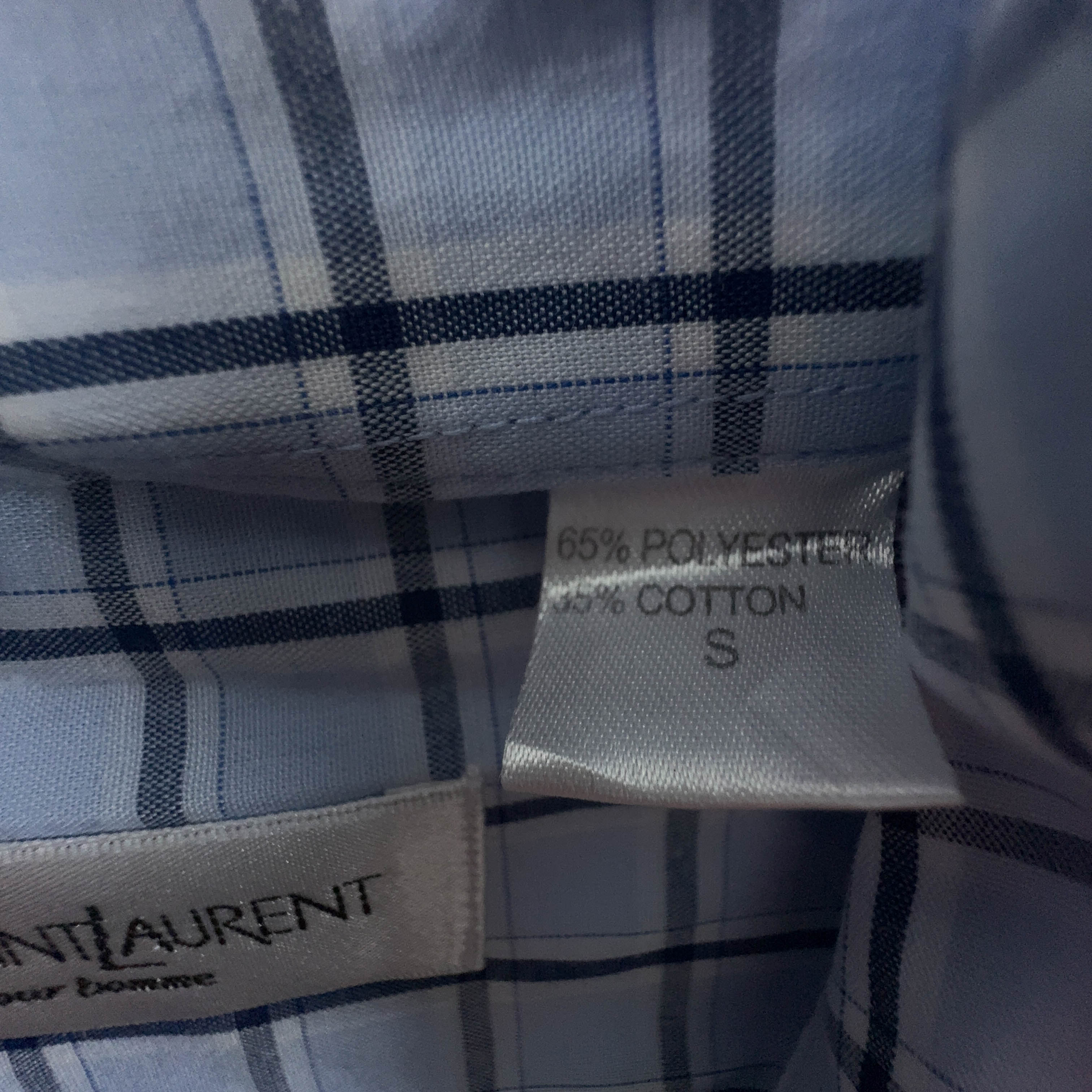 Camicia Yves Saint Laurent a quadri azzurra - Taglia S/M uomo
