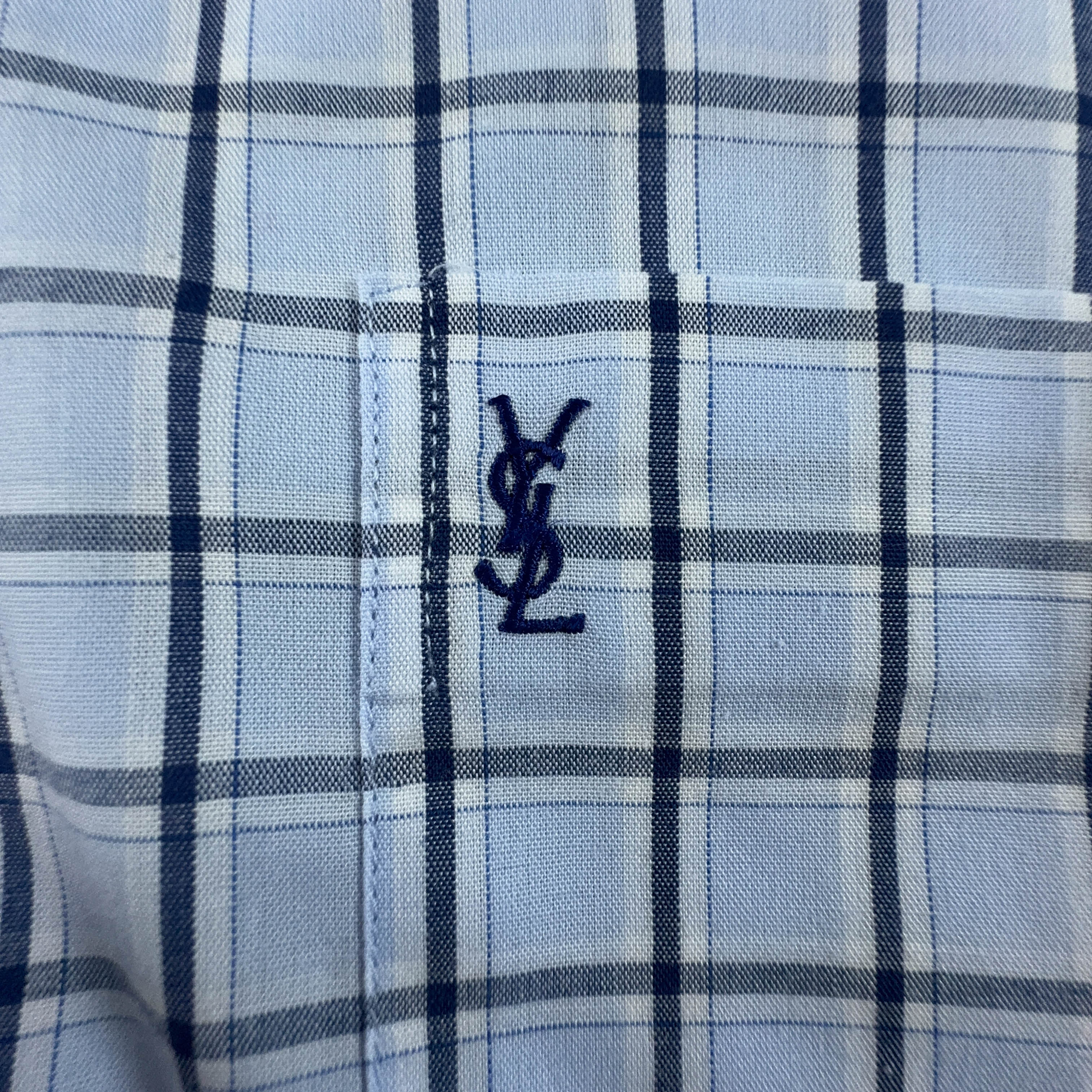 Camicia Yves Saint Laurent a quadri azzurra - Taglia S/M uomo