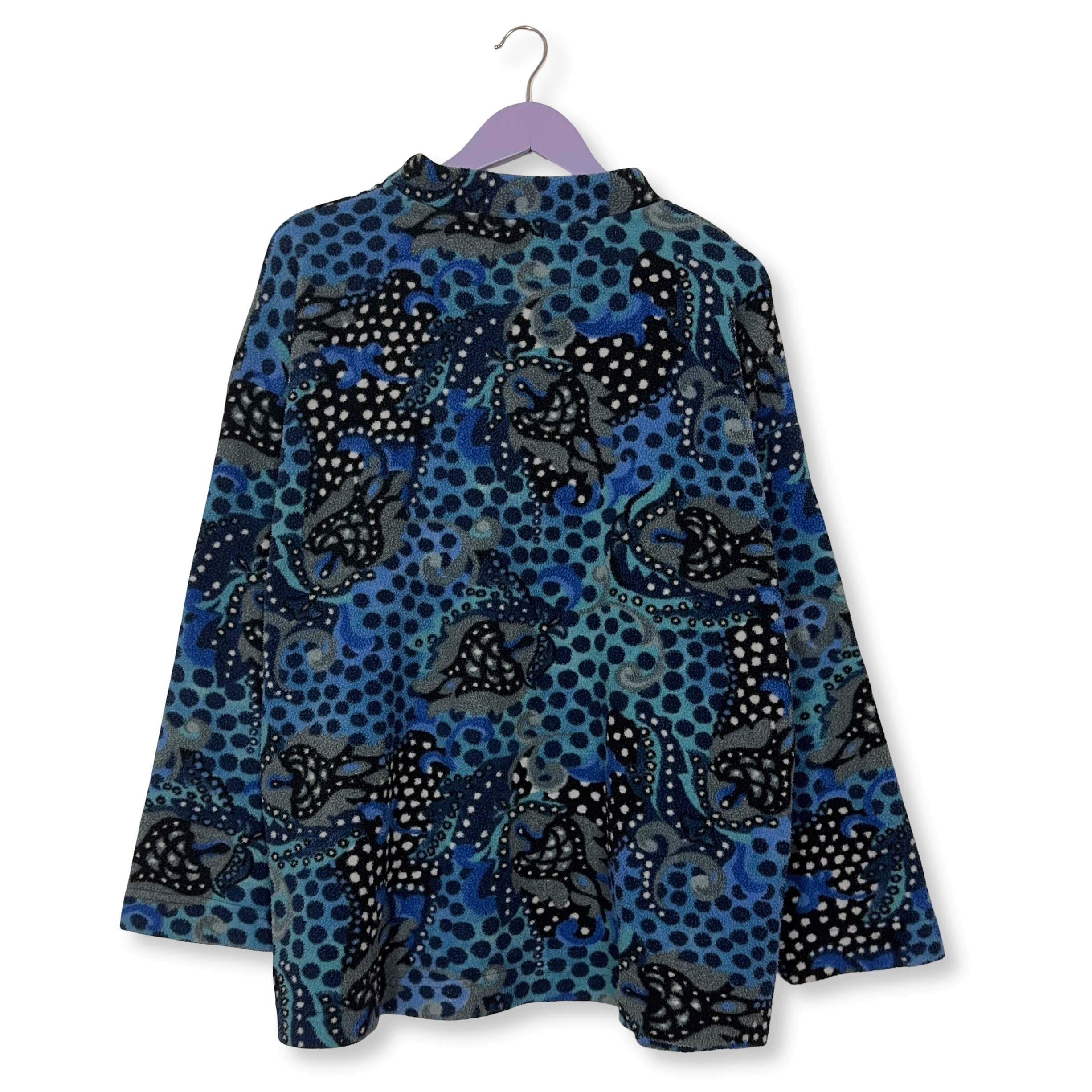 Pile Vintage blu e nero astratto a pois anni 80 90 - Taglia XL uomo