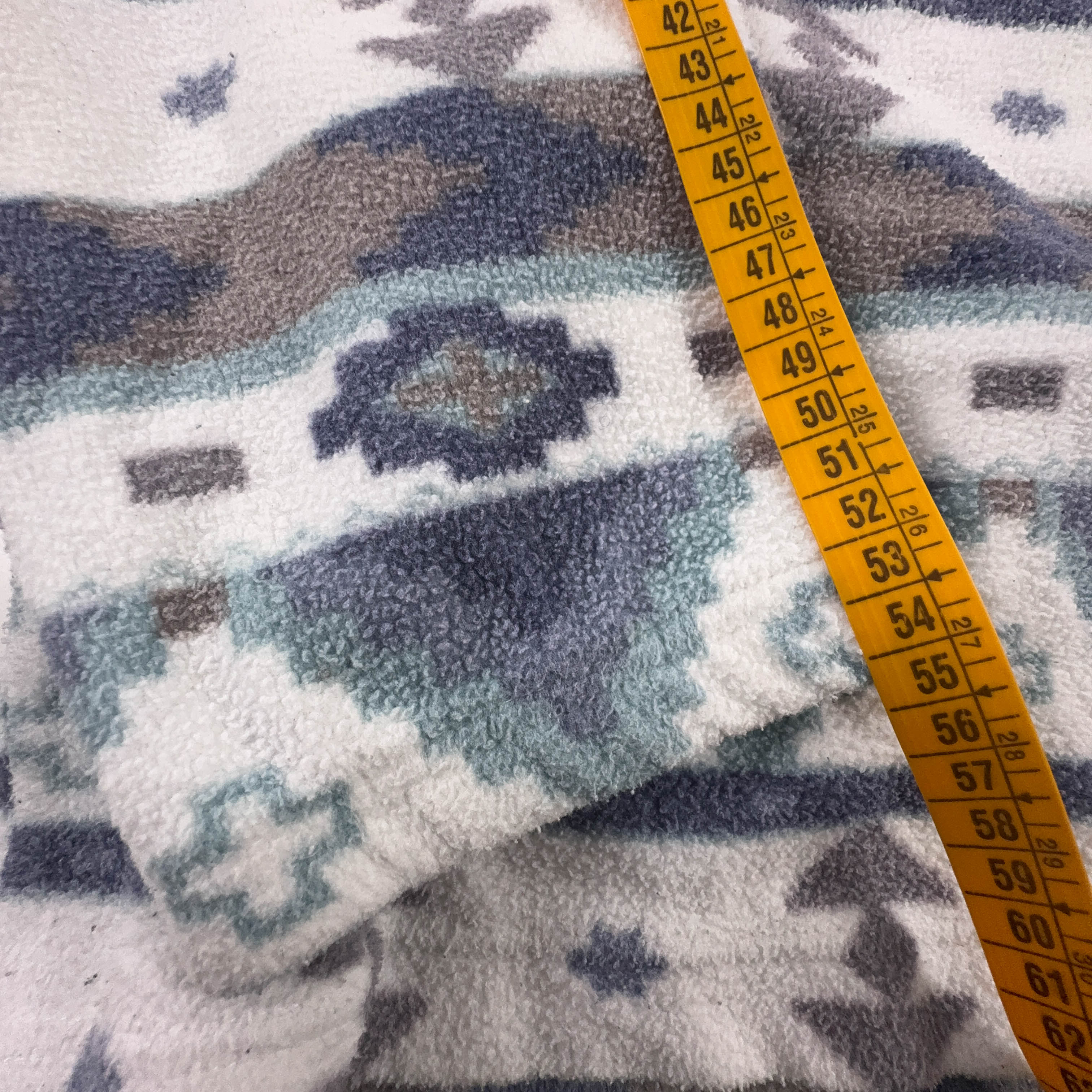 Pile Vintage bianco e azzurro astratto con zip anni 80 90 - Taglia M/L uomo