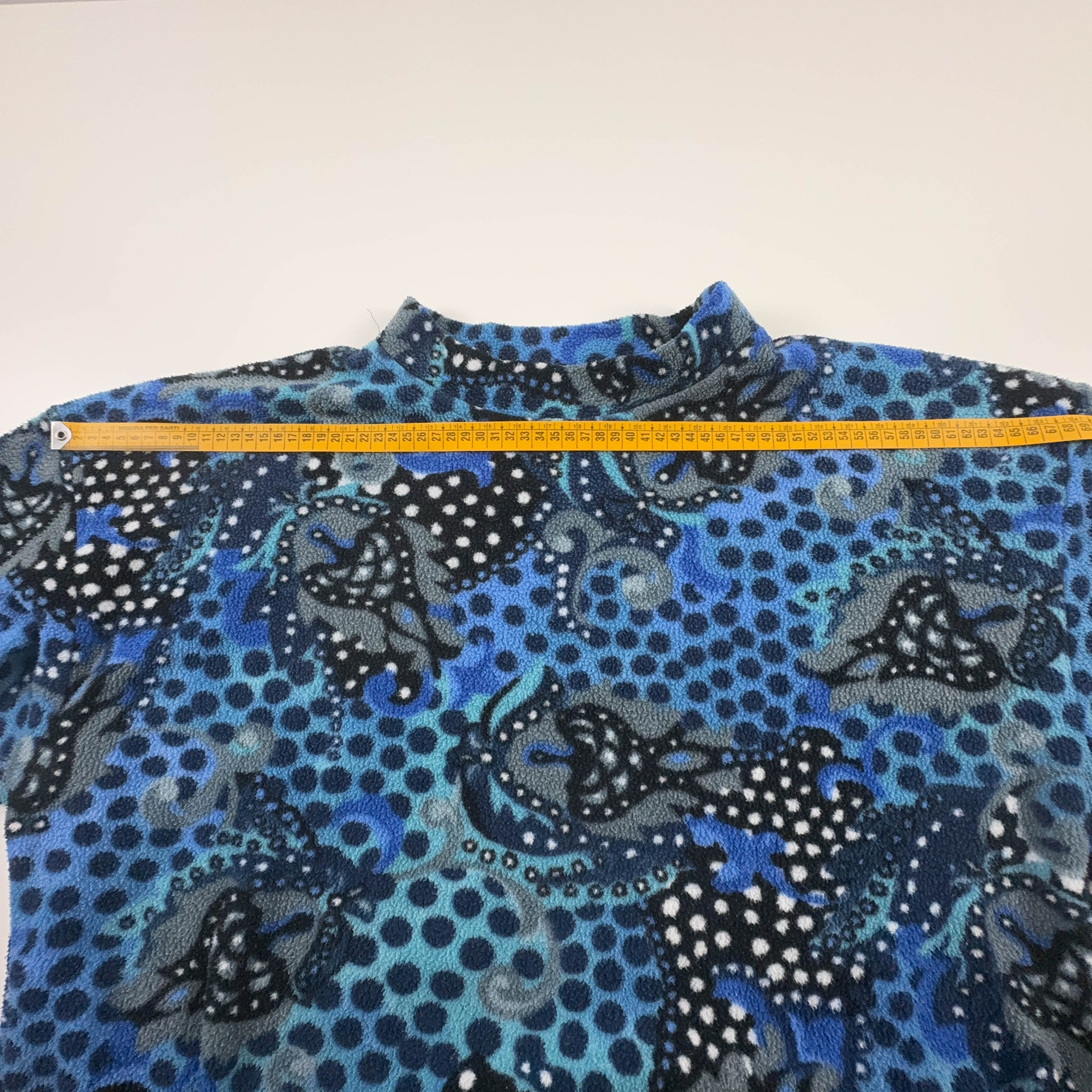 Pile Vintage blu e nero astratto a pois anni 80 90 - Taglia XL uomo