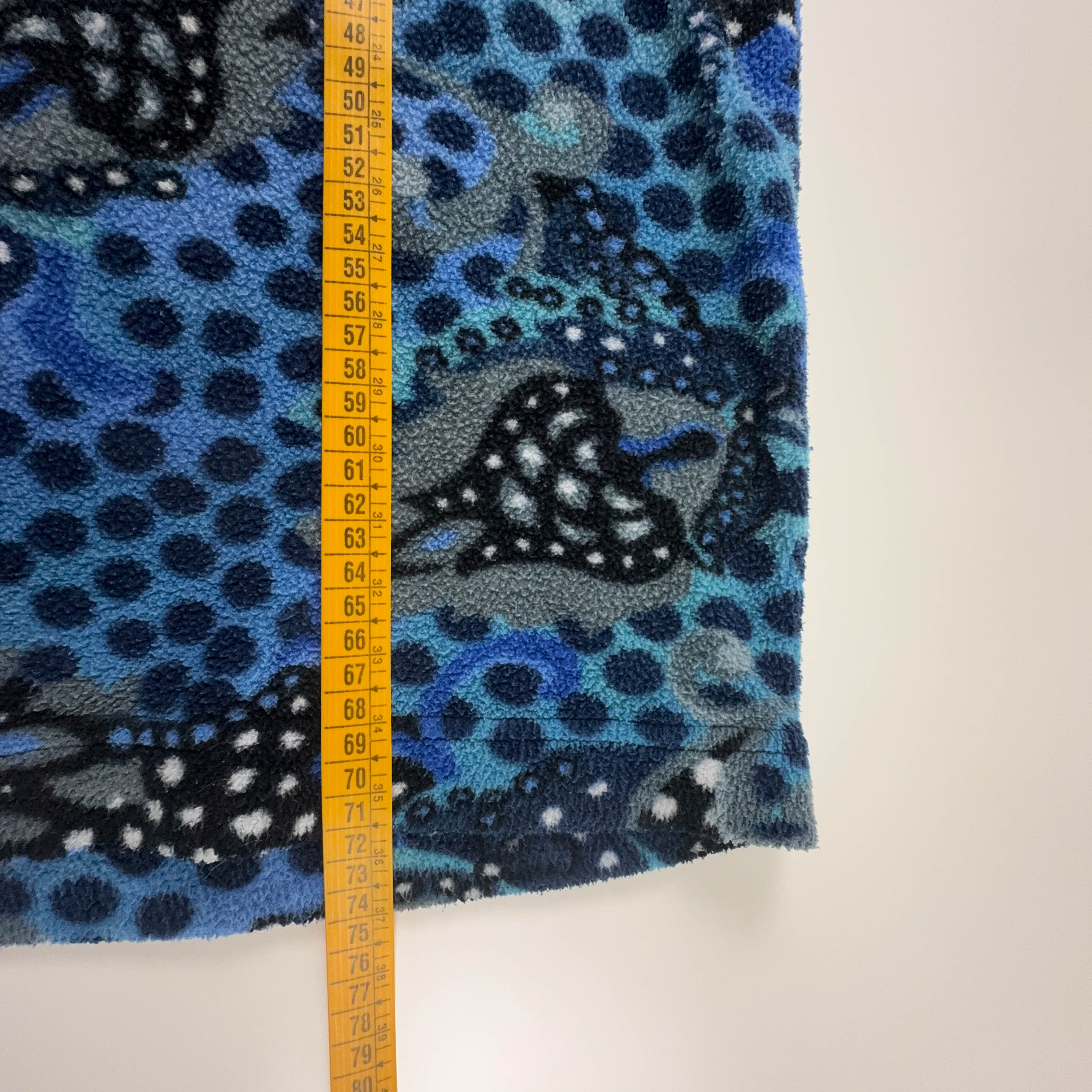 Pile Vintage blu e nero astratto a pois anni 80 90 - Taglia XL uomo