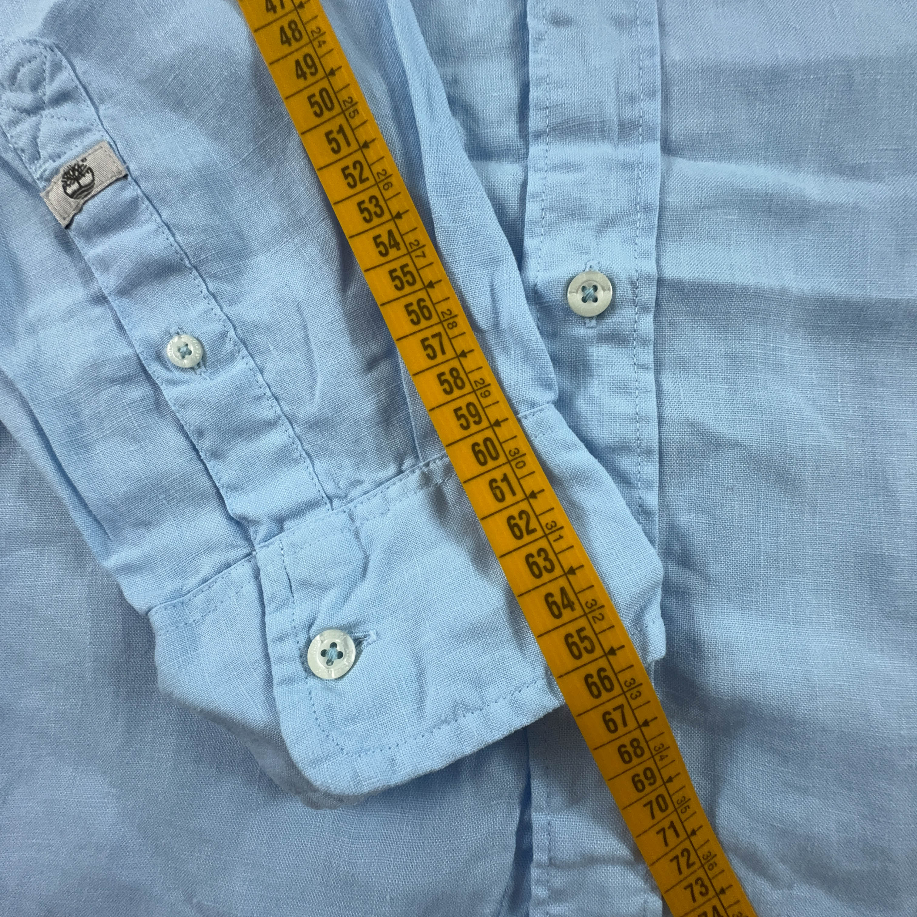 Camicia Timberland azzurra tinta unita 100% lino regular fit - Taglia XL uomo
