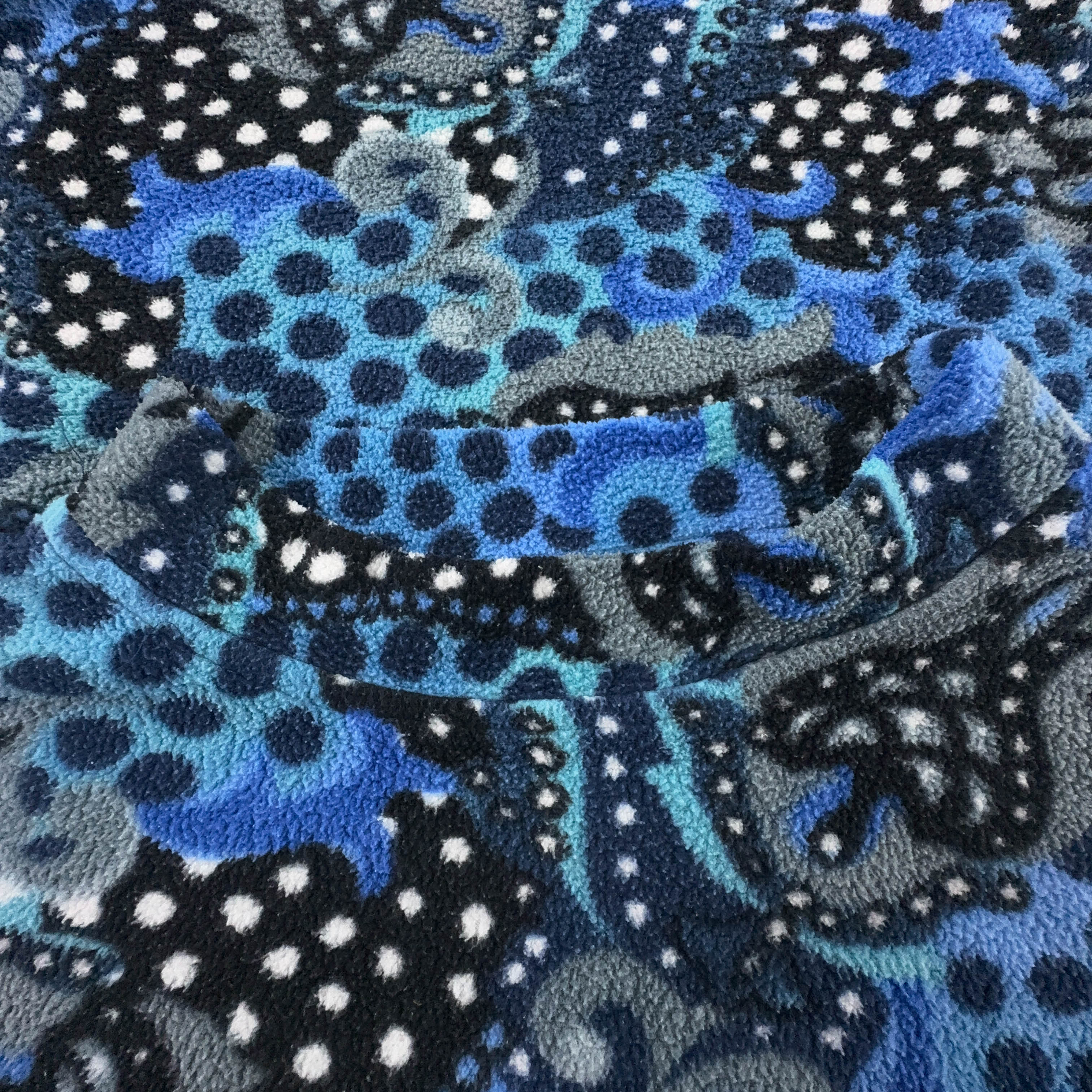 Pile Vintage blu e nero astratto a pois anni 80 90 - Taglia XL uomo