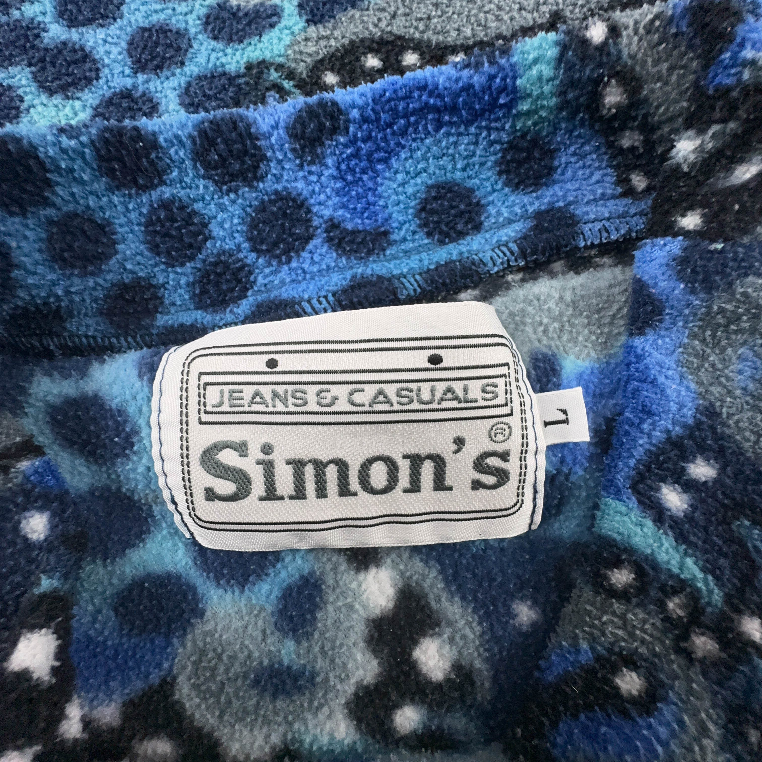 Pile Vintage blu e nero astratto a pois anni 80 90 - Taglia XL uomo