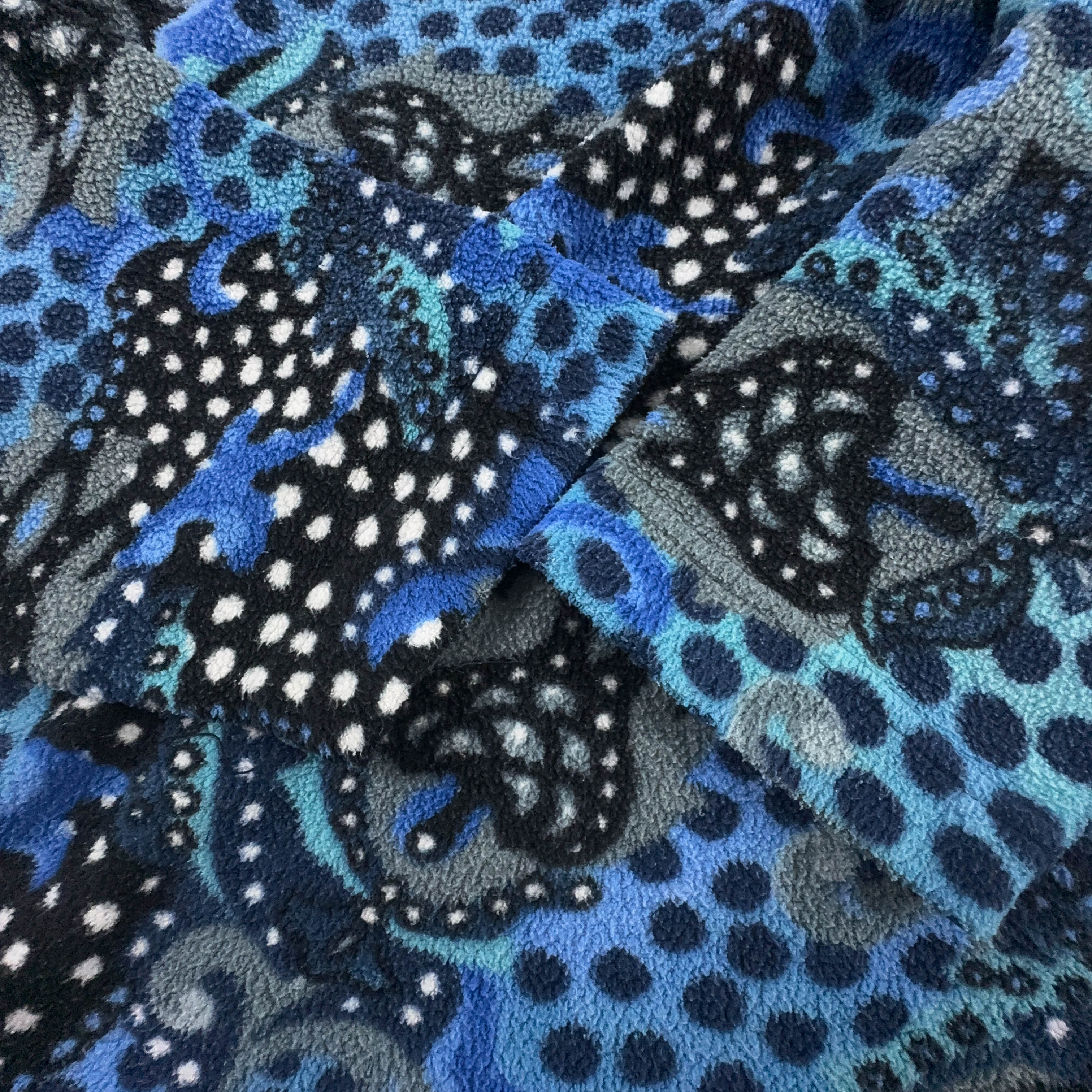 Pile Vintage blu e nero astratto a pois anni 80 90 - Taglia XL uomo