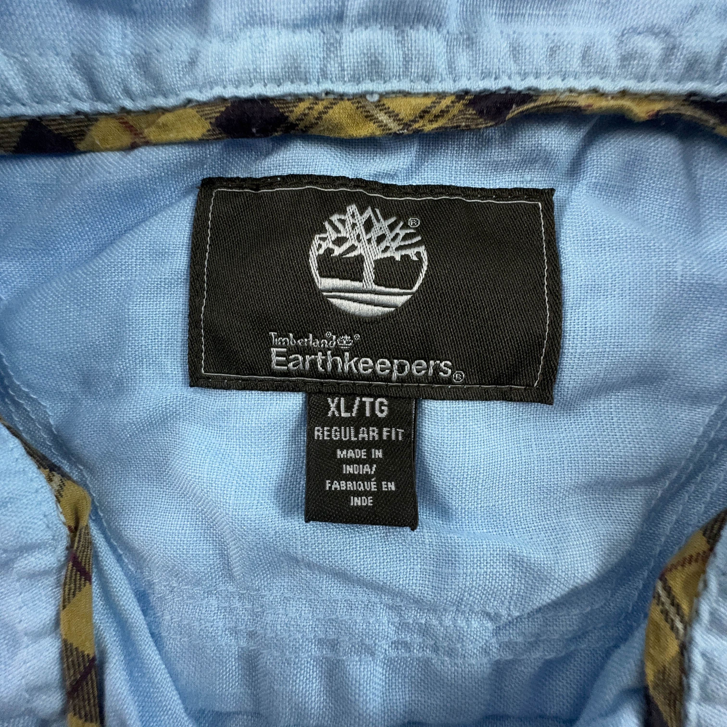 Camicia Timberland azzurra tinta unita 100% lino regular fit - Taglia XL uomo