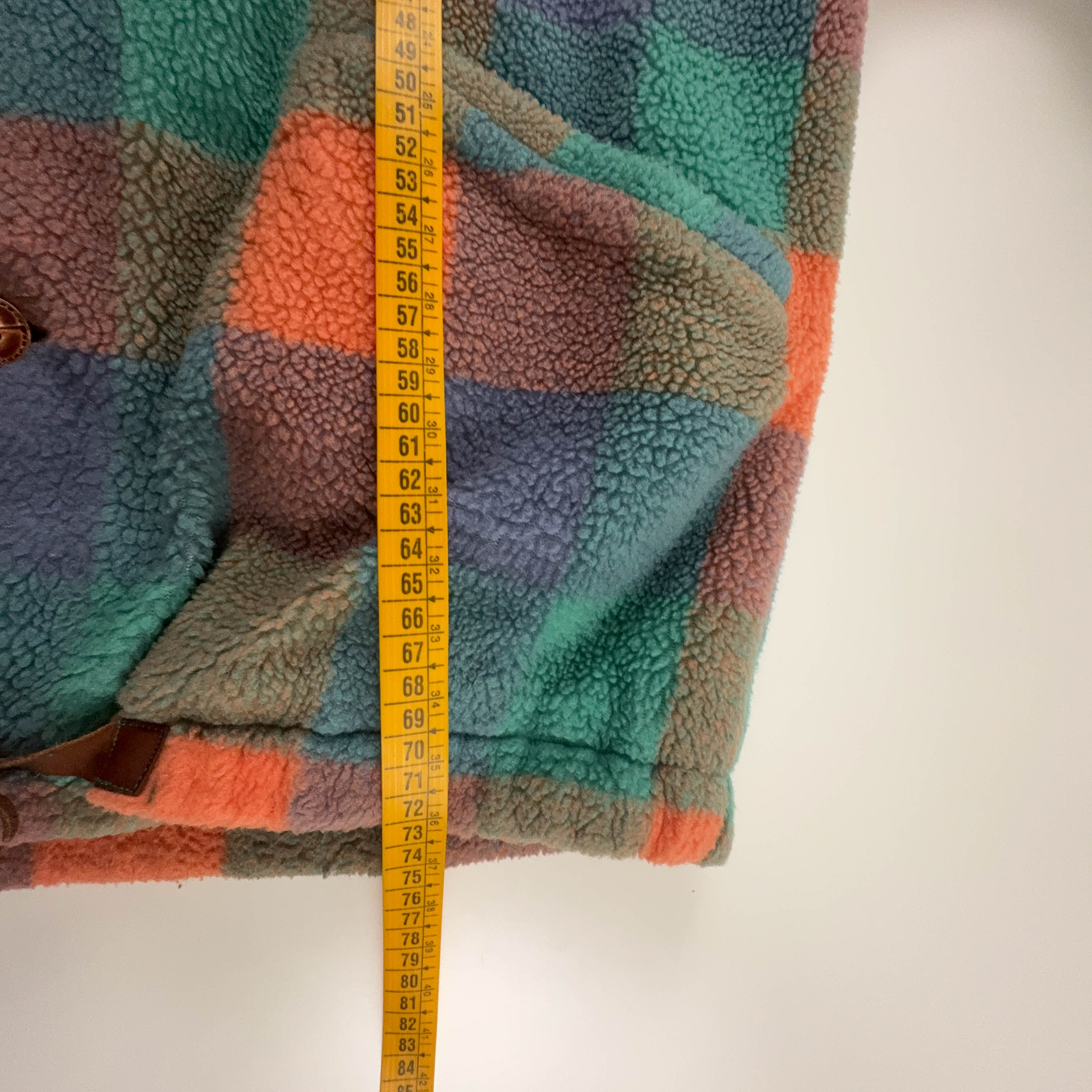 Pile Vintage foderato multicolore a quadri con bottoni anni 80 90 - Taglia L uomo