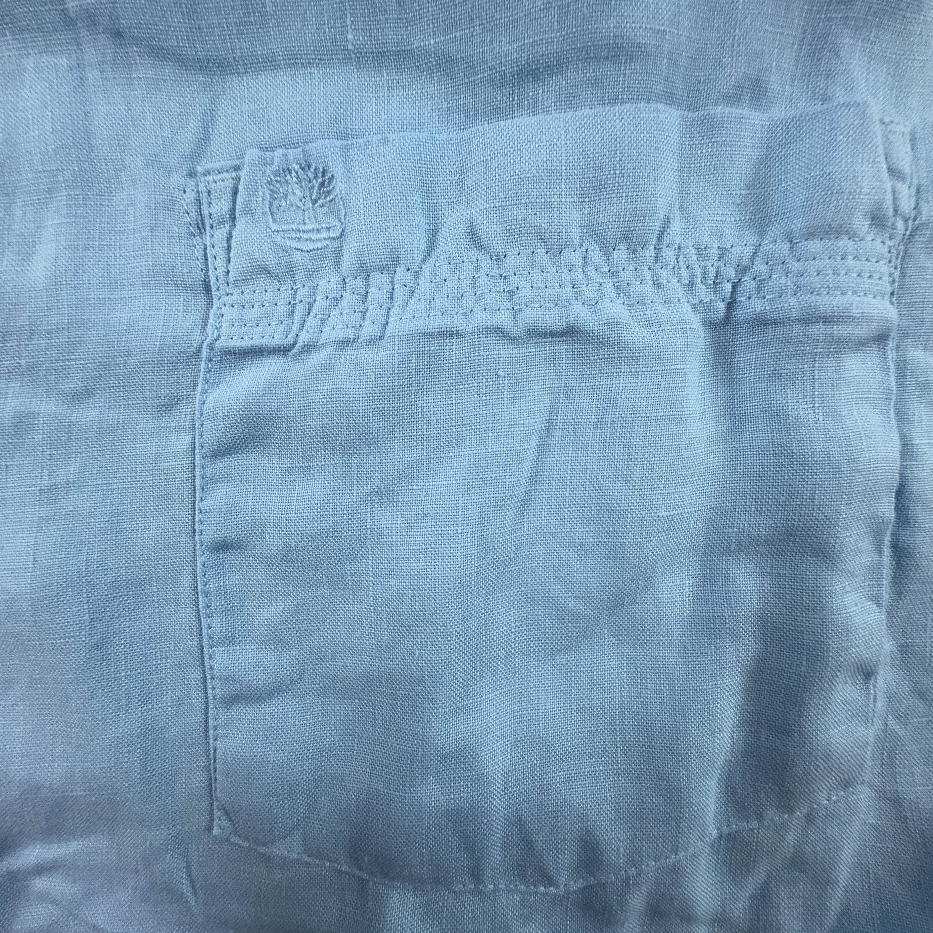 Camicia Timberland azzurra tinta unita 100% lino regular fit - Taglia XL uomo